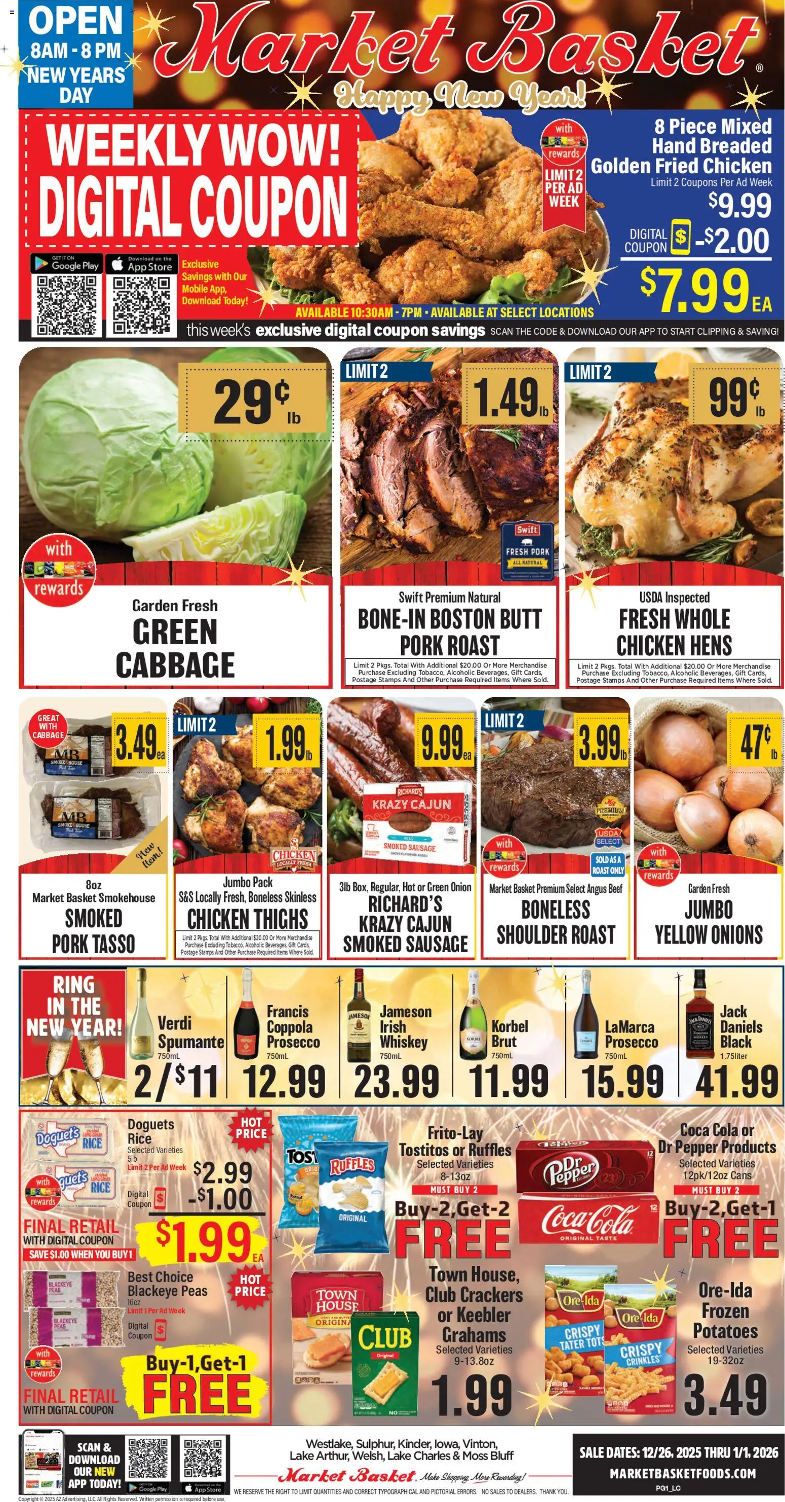 Market Basket Lake Charles - valid from 26.12.2025 | Page: 1 | Products: Butter, Potatoes, Sausage, Onion