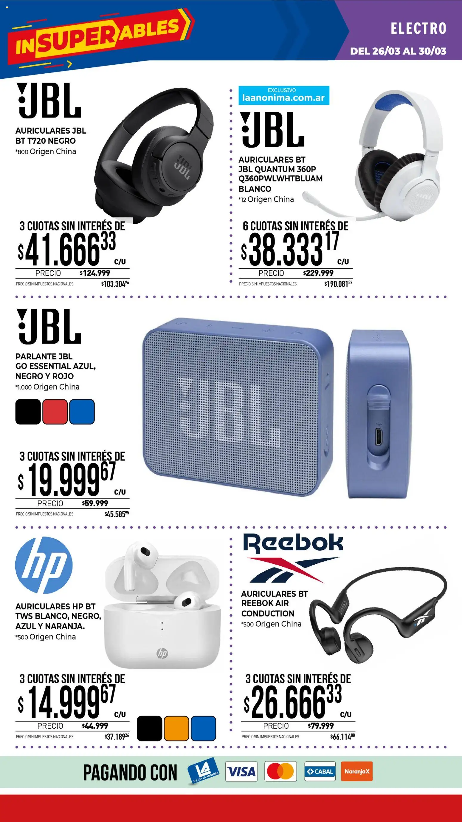 La Anonima - catalogos-masivos - insuperables-13-26-litoral │ válido desde el 26.03.2026 | Página: 35 | Productos: Auriculares, Parlante