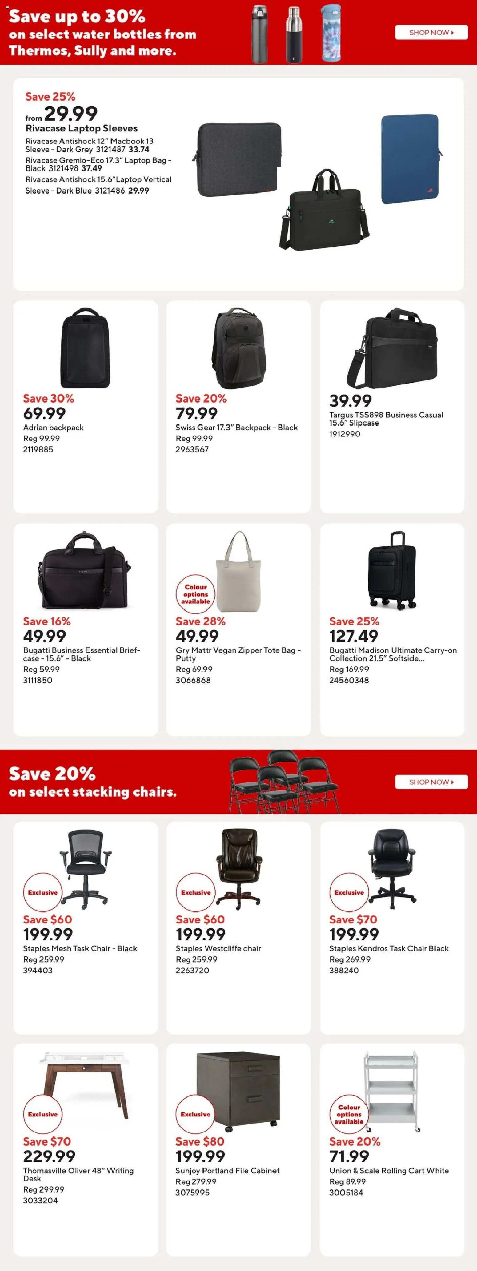 Staples flyer valid from 06.03.2026 | Page: 8 | Products: Backpack, Case, Chair, Cabinet