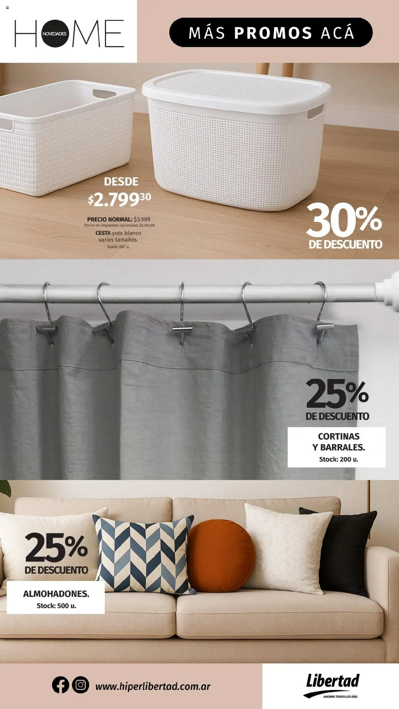 Hipermercado Libertad - Novedades Home │ válido desde el 22.08.2025 | Página: 8 | Productos: Cortinas, Cesta