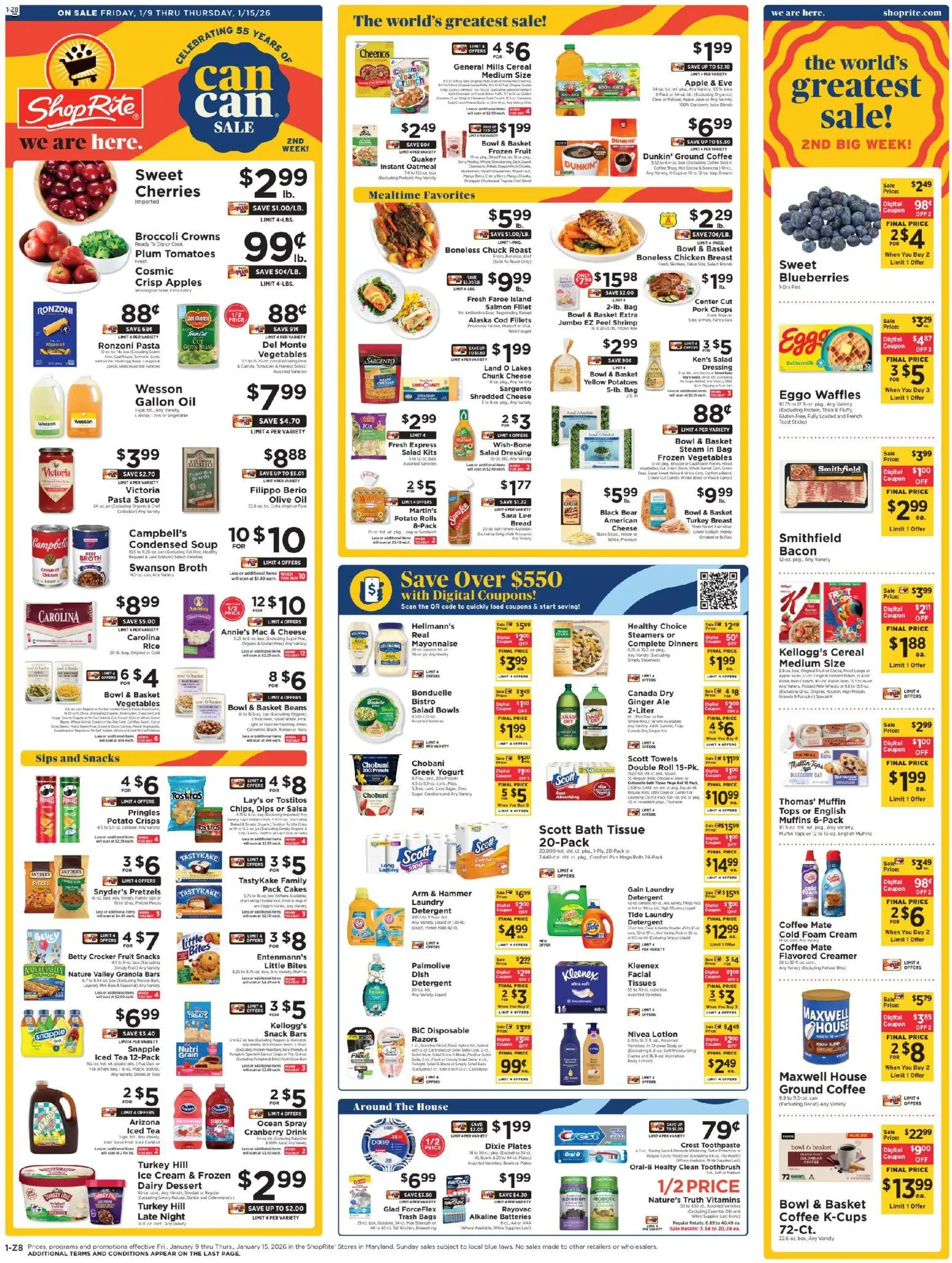 ShopRite Weekly Ad - valid from 08.01.2026 | Page: 2 | Products: Basket, Toothbrush, Potatoes, Muffin