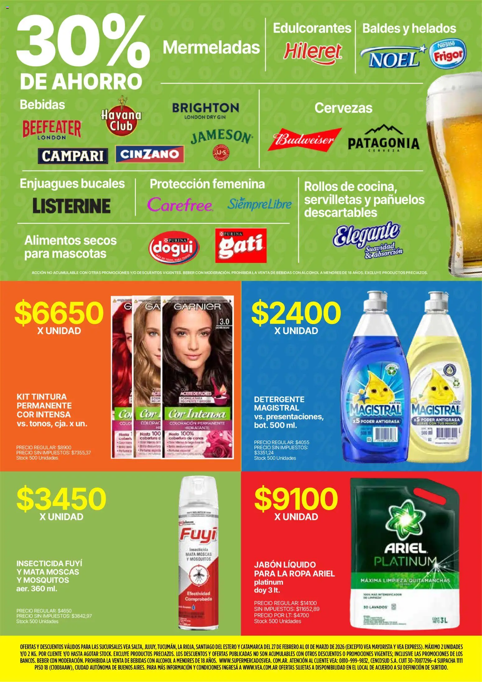 Vea - Oferta fin de semana │ válido desde el 27.02.2026 | Página: 8 | Productos: Servilletas, Gin, Quitamanchas, Detergente
