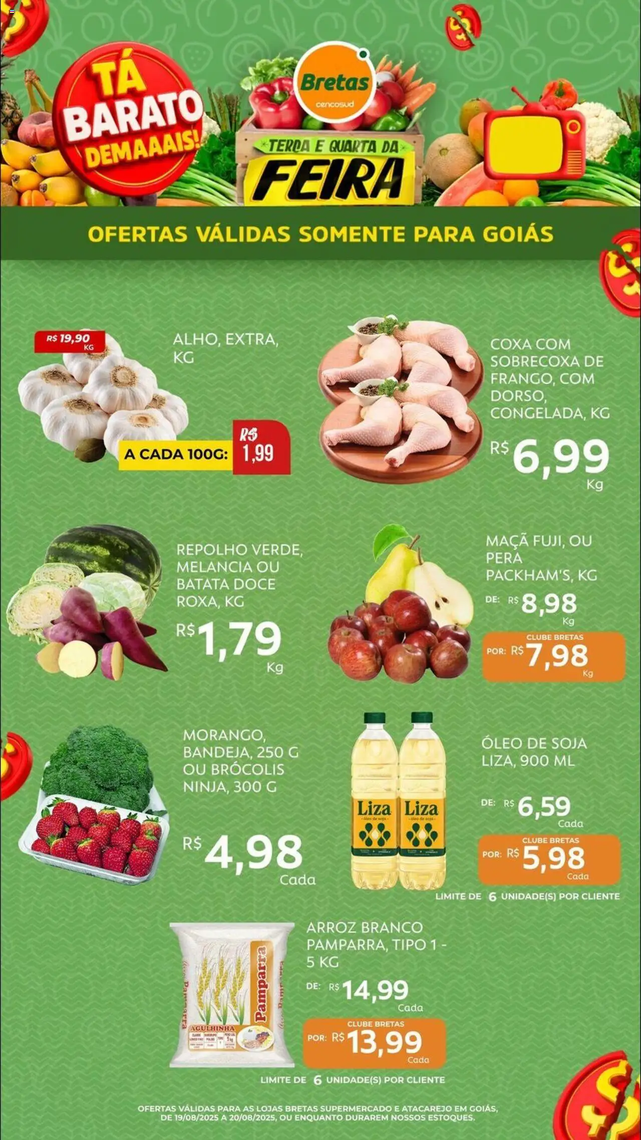 Bretas Folheto - válido de 19.08.2025 | Página: 1 | Produtos: Melancia, Óleo, Brócolis, Batata