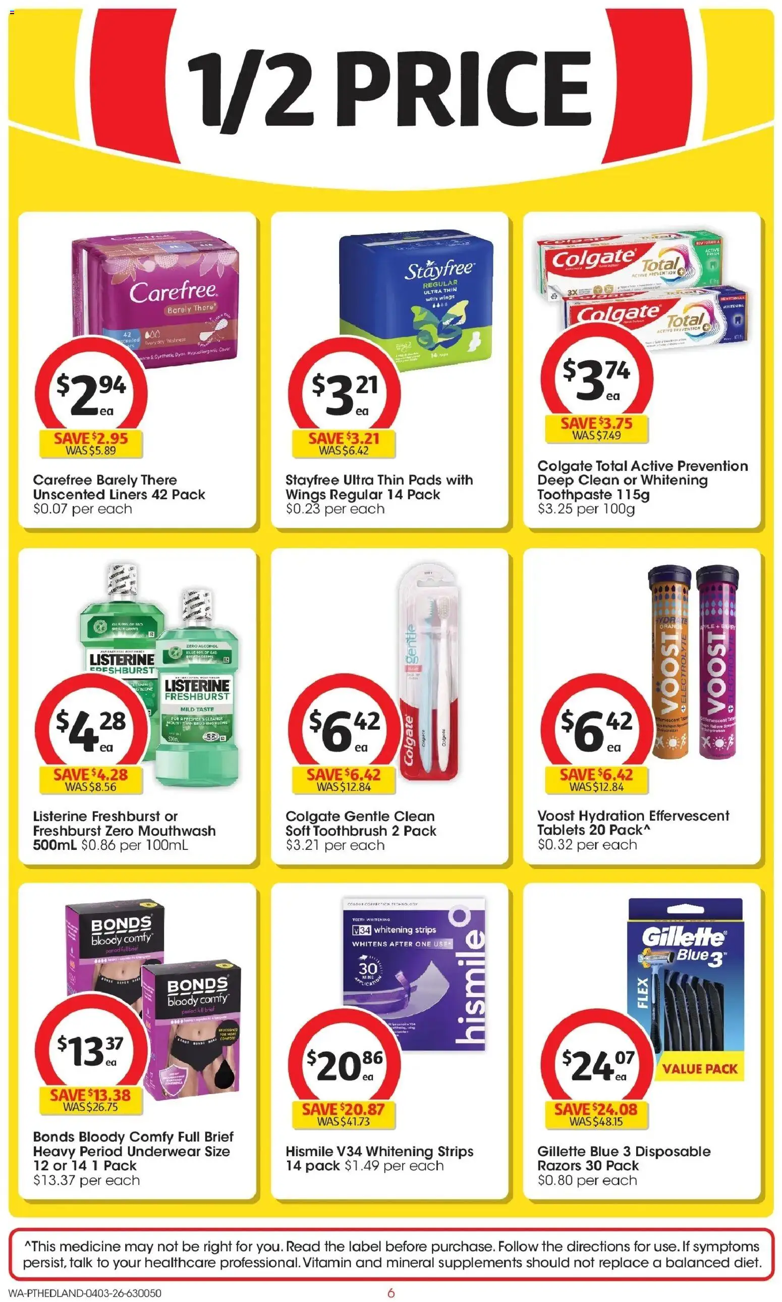 Coles catalogue - valid from 04.03.2026 | Page: 6 | Products: Toothpaste, Toothbrush, Razors, Vitamin