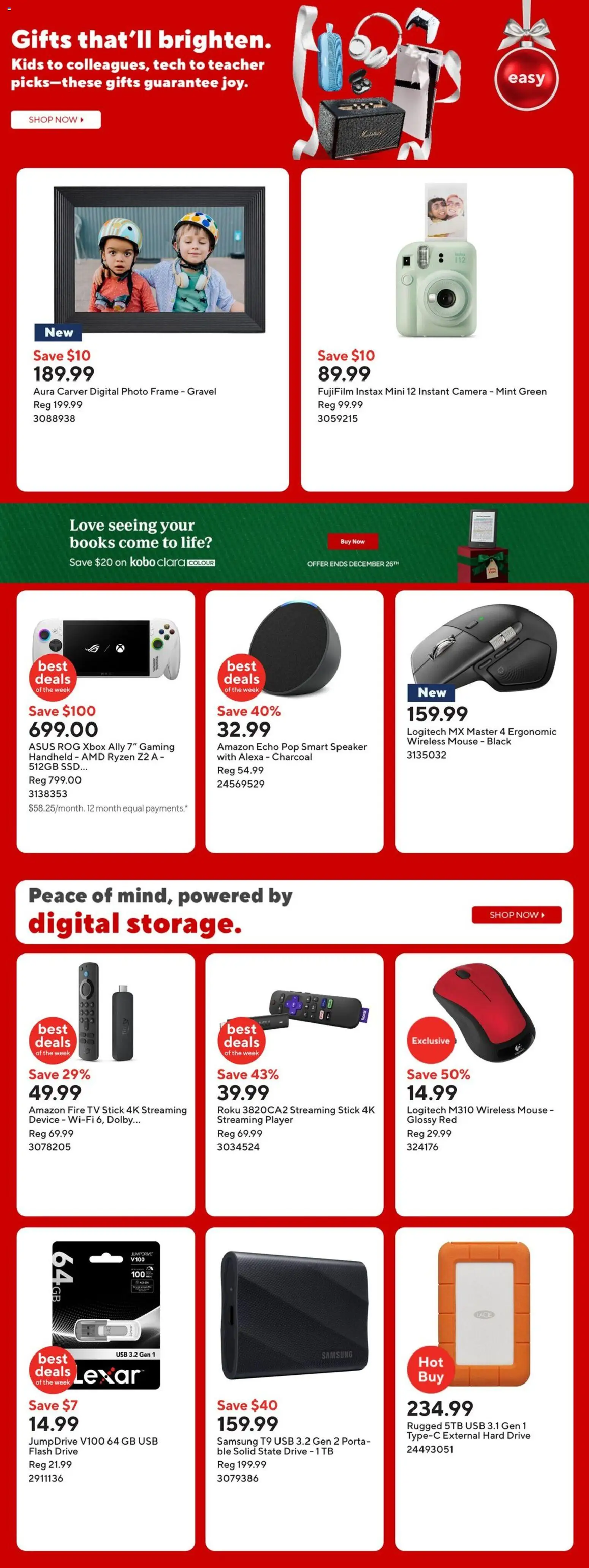 Staples flyer valid from 12.12.2025 | Page: 14 | Products: Mouse, Tv, Player, Speaker