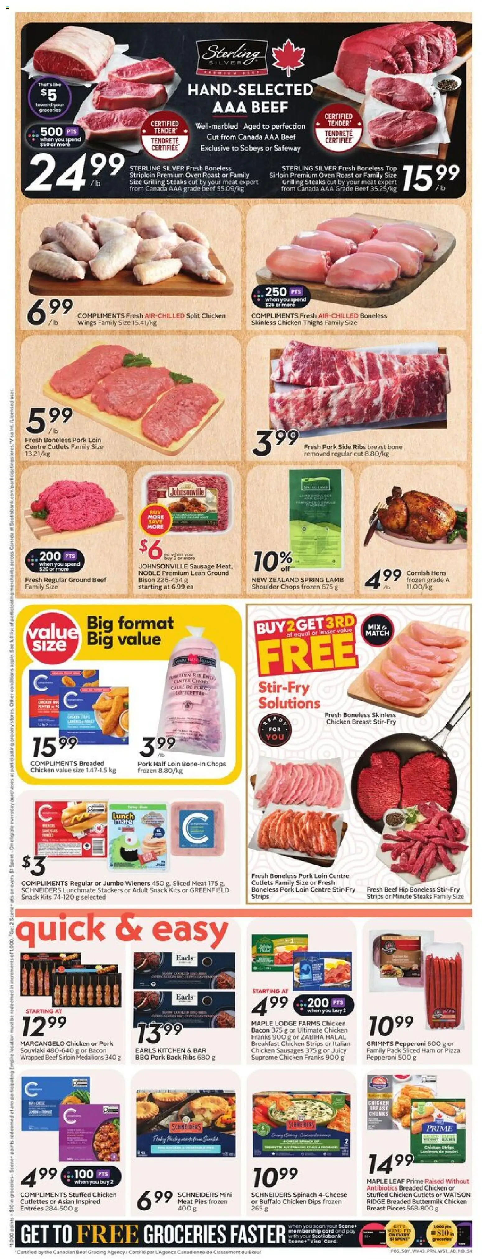 Sobeys flyer valid from 19.02.2026 | Page: 8 | Products: Oven, Ridge, Ham, Chicken