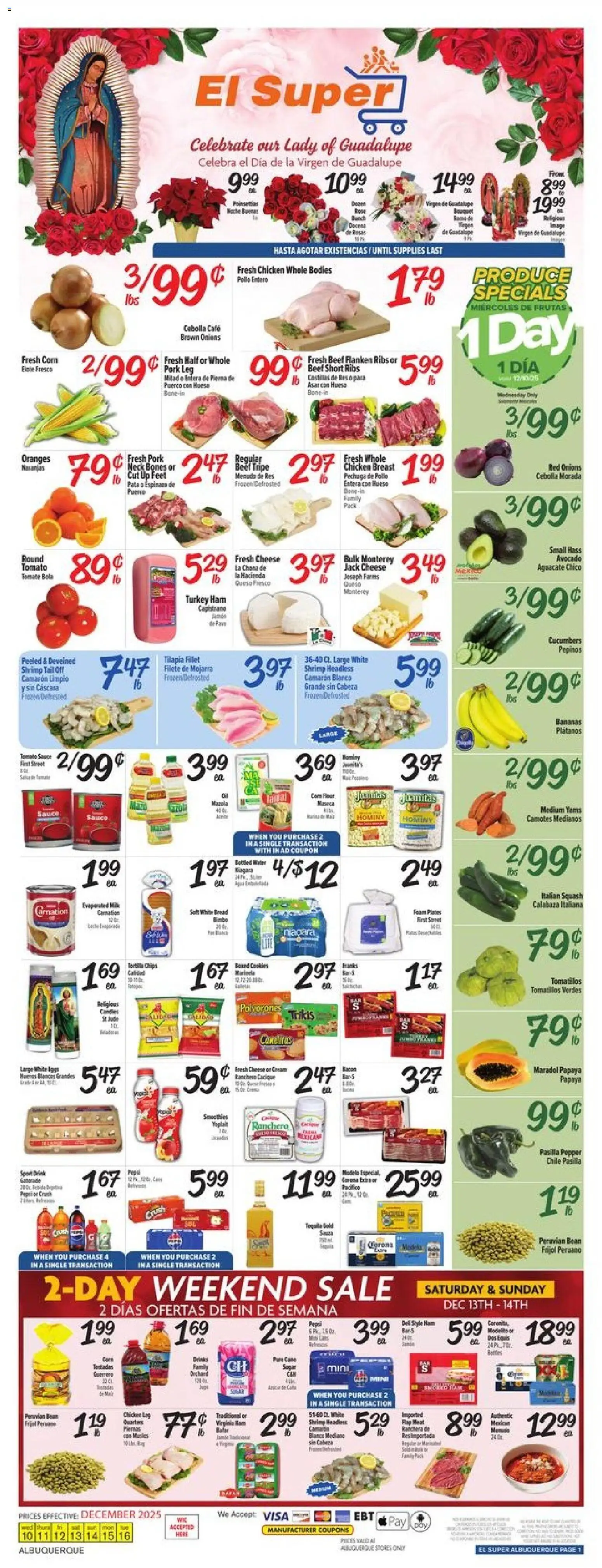 El Super Weekly Ad - NM - valid from 10.12.2025 | Page: 1 | Products: Beef, Cucumbers, Avocado, Pepper