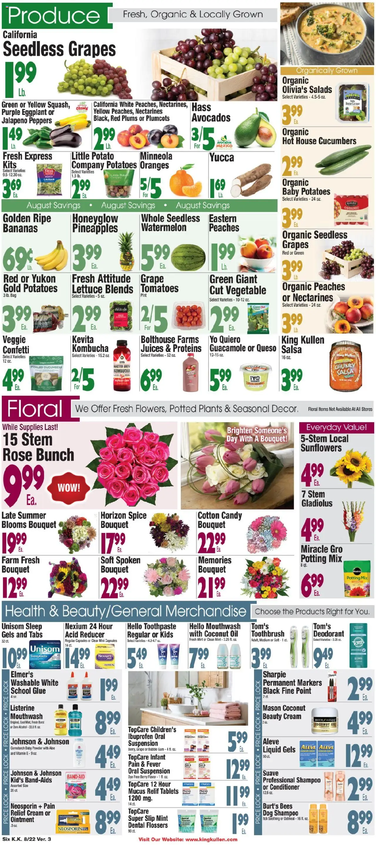 King Kullen Weekly Ad - valid from 22.08.2025 | Page: 6 | Products: Peaches, Lettuce, Oil, Salad