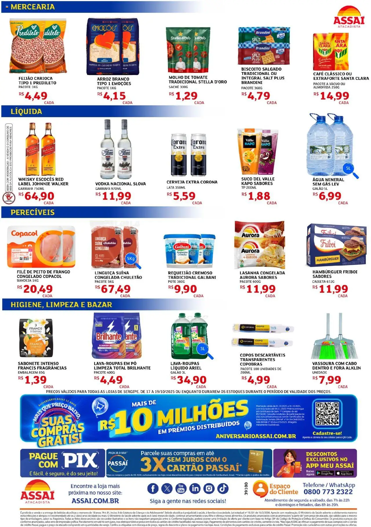Assaí Atacadista Folheto - válido de 17.10.2025 | Página: 2 | Produtos: Linguiça, Suco, Bandeja, Copos