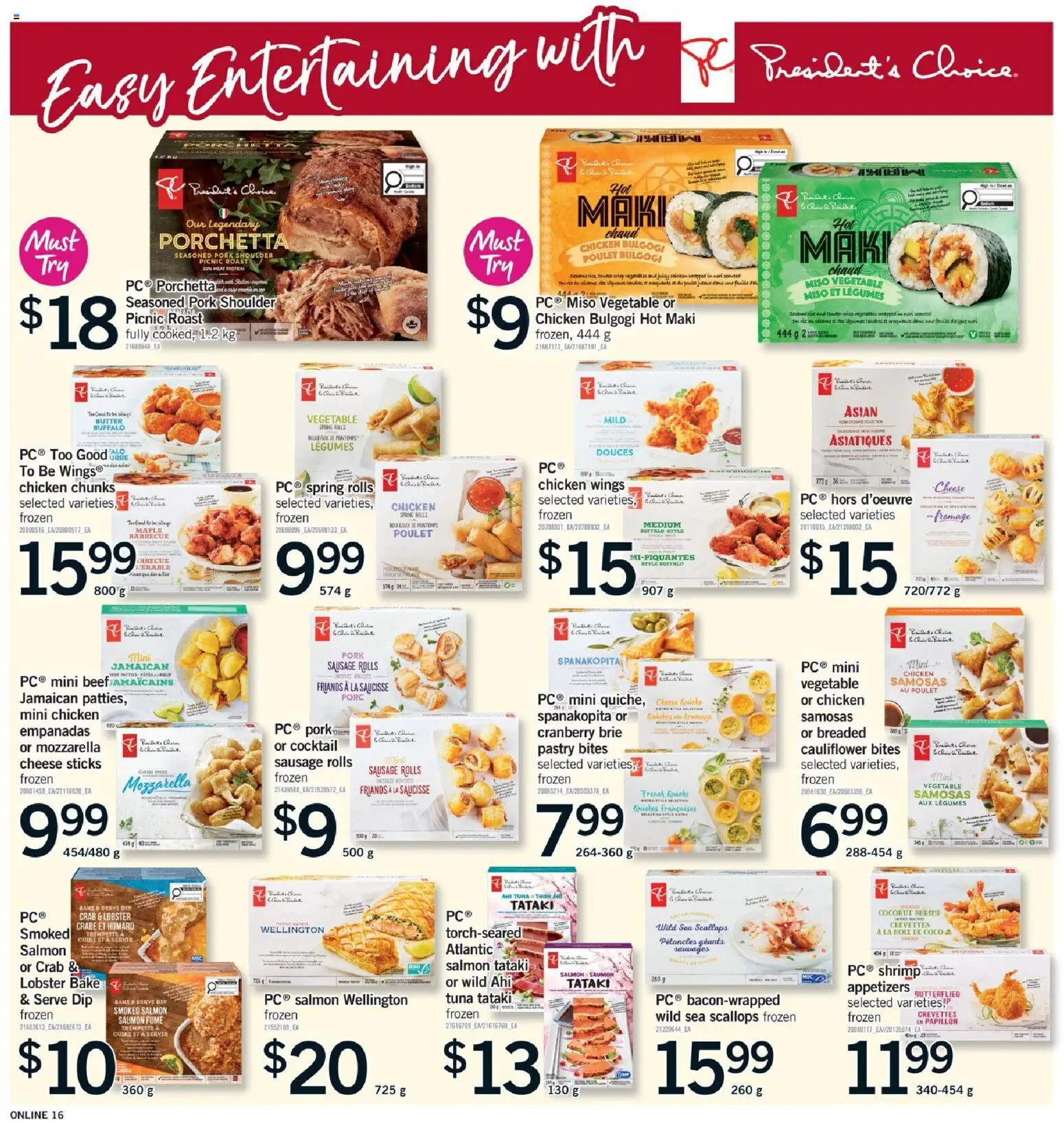 Fortinos flyer valid from 04.12.2025 | Page: 16 | Products: Chicken wings, Cheese, Chicken, Pork