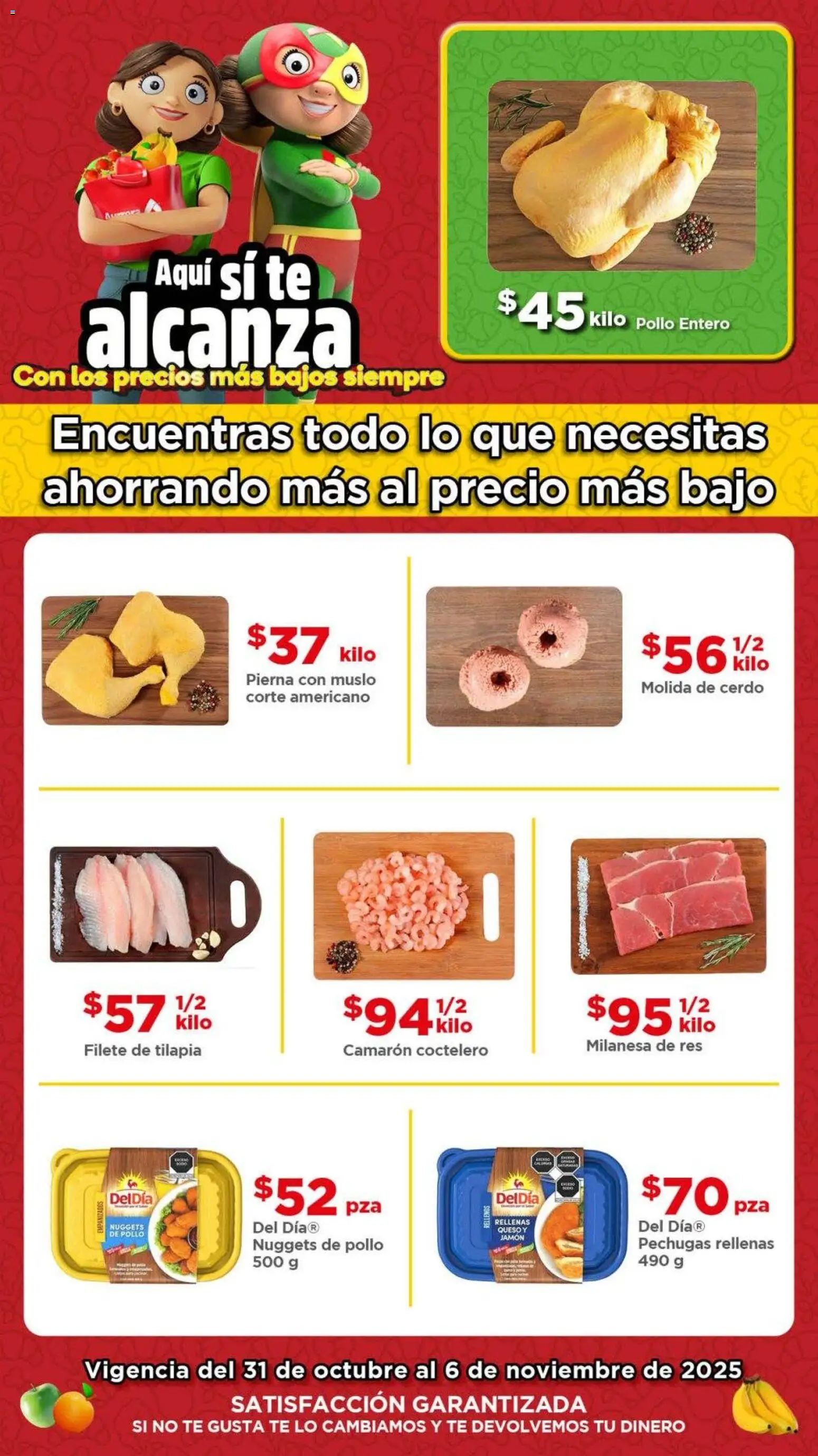Nuevas ofertas de Bodega Aurrerá válidas en toda la República Mexicana desde el 31.10.2025. ¡Encuentra las mejores ofertas en Bodega Aurrerá folleto Ahorra con los precios más bajos! | Página: 1 | Productos: Milanesa, Queso, Res, Té