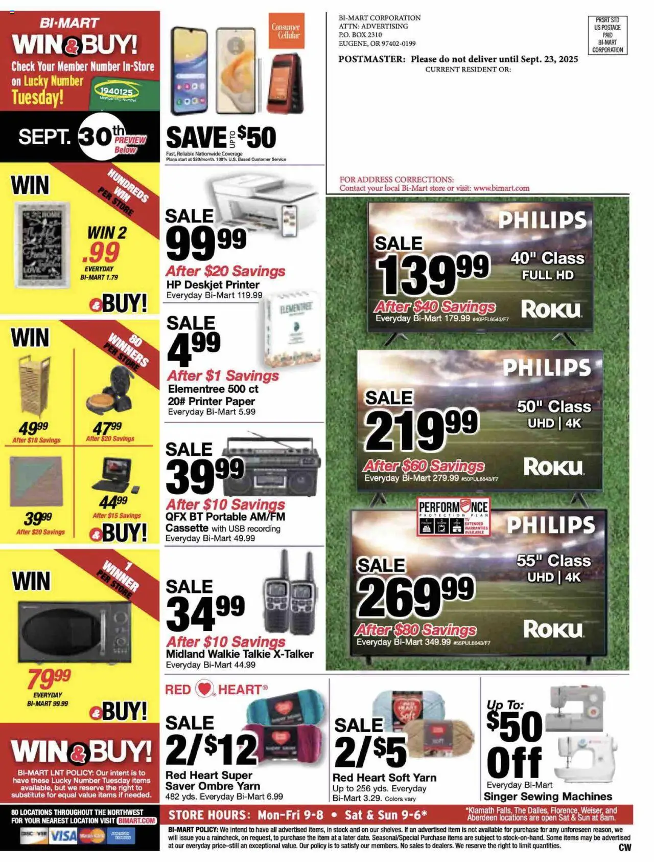 Bi-Mart Membership Savings Book - valid from 23.09.2025 | Page: 12 | Products: Yarn, Box, Printer, Usb