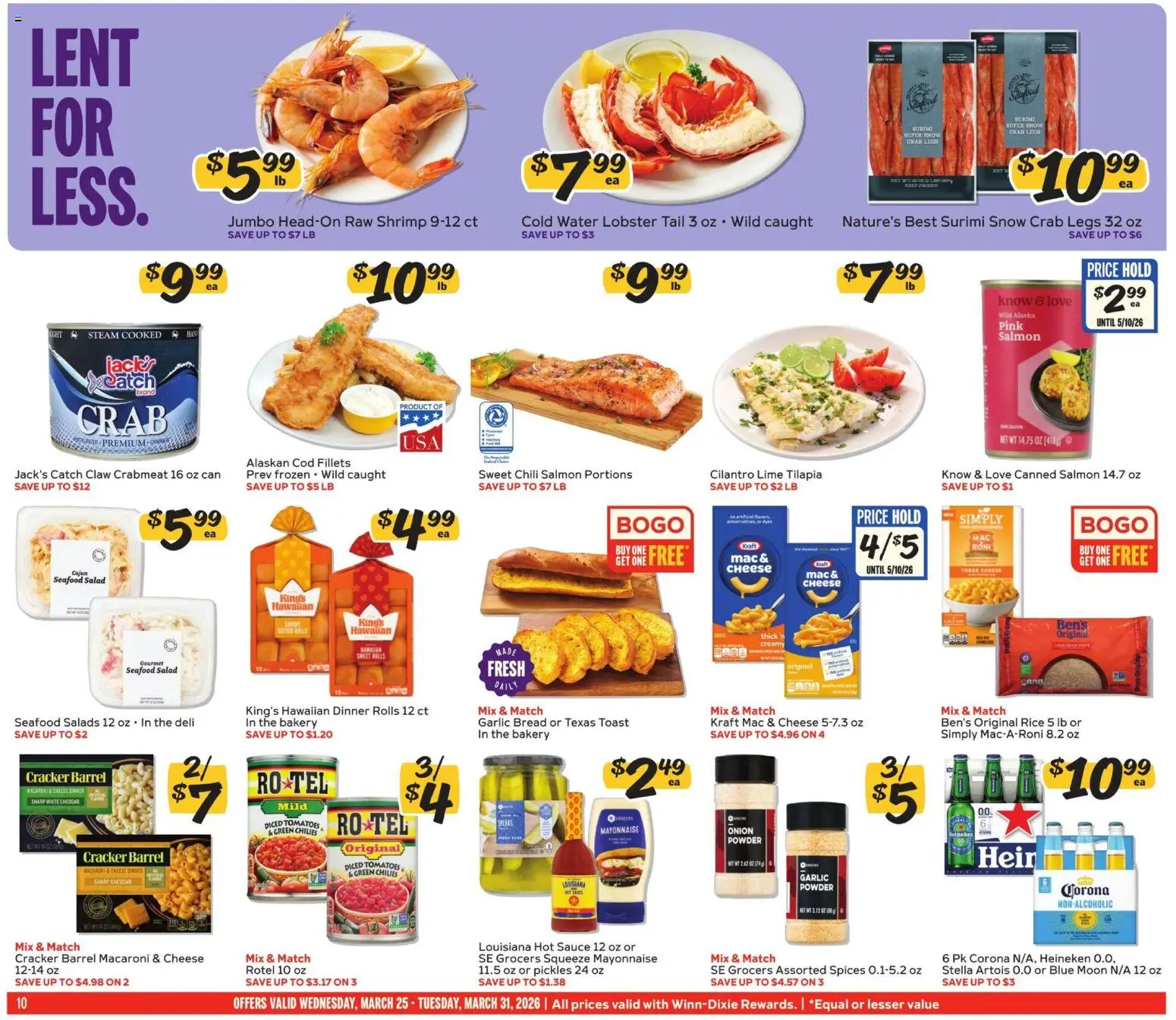 Winn Dixie Weekly Circular - FL - valid from 25.03.2026 | Page: 10 | Products: Tomatoes, Spices, Mayonnaise, Seafood