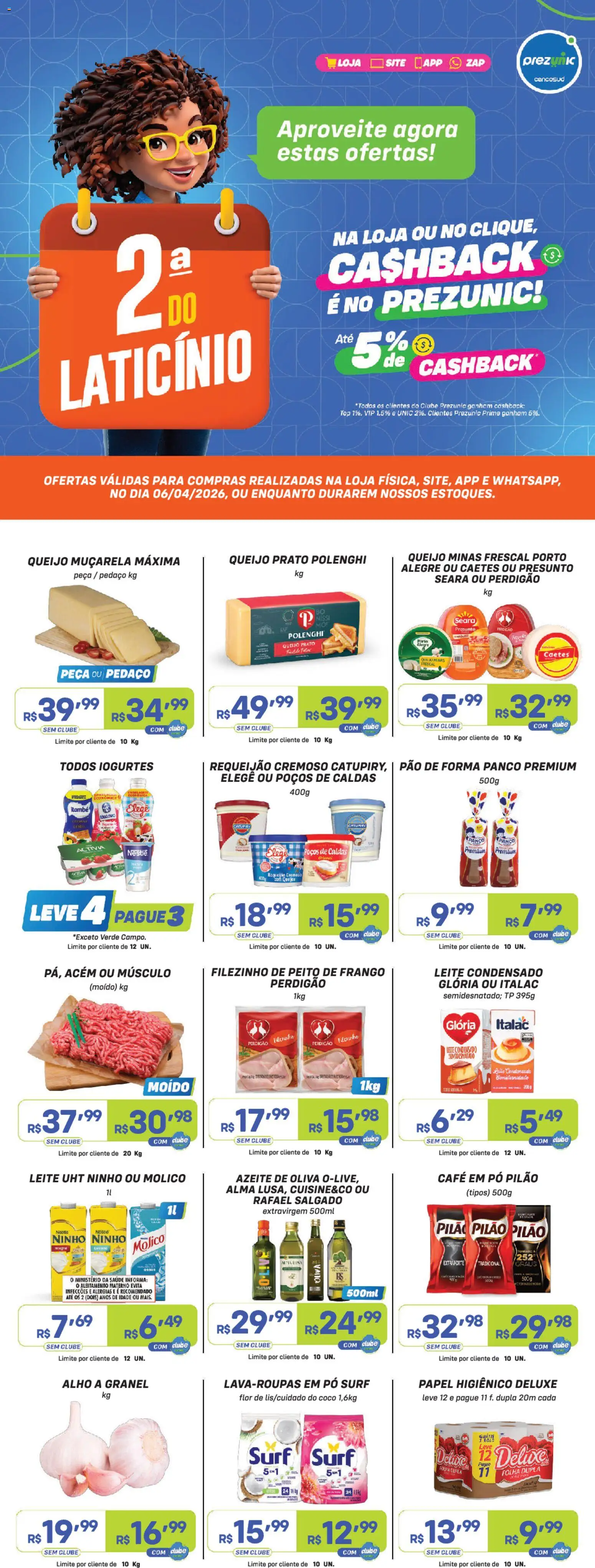 Prezunic Folheto - válido de 06.04.2026 | Página: 1 | Produtos: Frango moido, Café, Azeite, Peito de frango