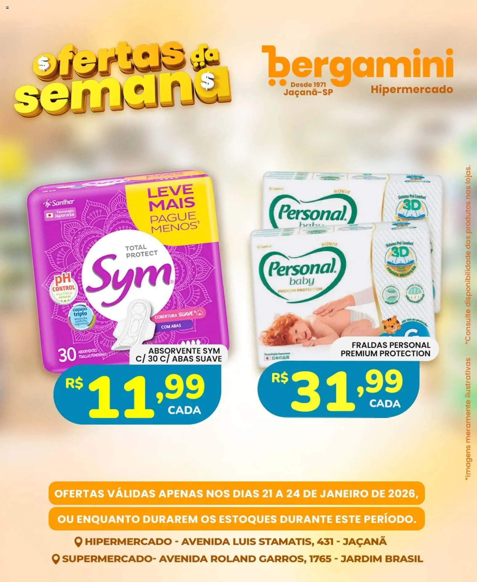 Supermercado Bergamini Folheto - válido de 21.01.2026 | Página: 27 | Produtos: Fraldas, Absorvente