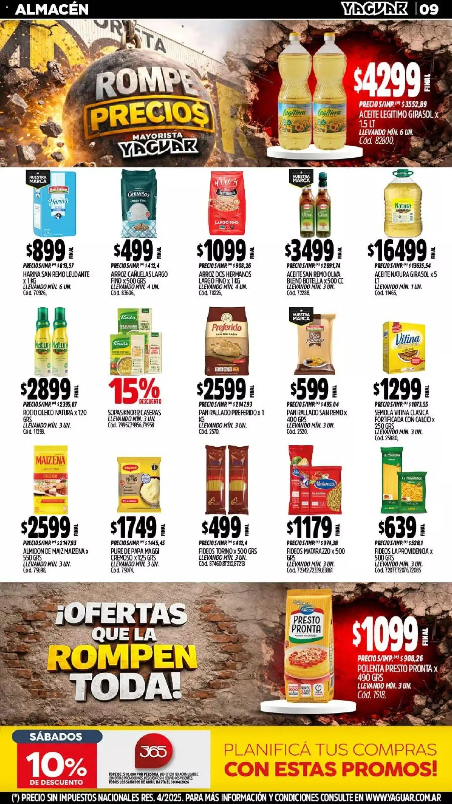 Yaguar catálogo │ válido desde el 06.04.2026 | Página: 9 | Productos: Harina, Maiz, Oliva, Pan rallado