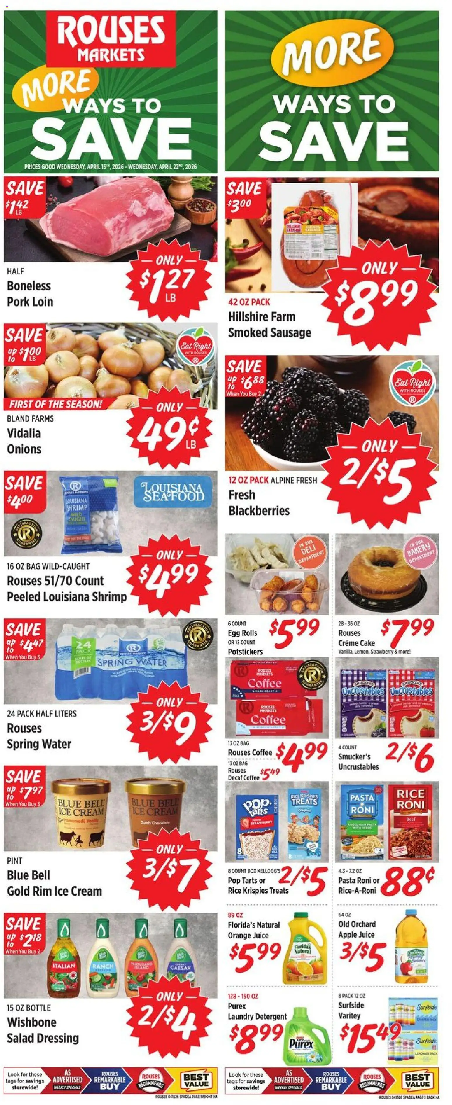 Rouses Weekly Ad - MS - valid from 15.04.2026 | Page: 2 | Products: Coffee, Pasta, Water, Bag