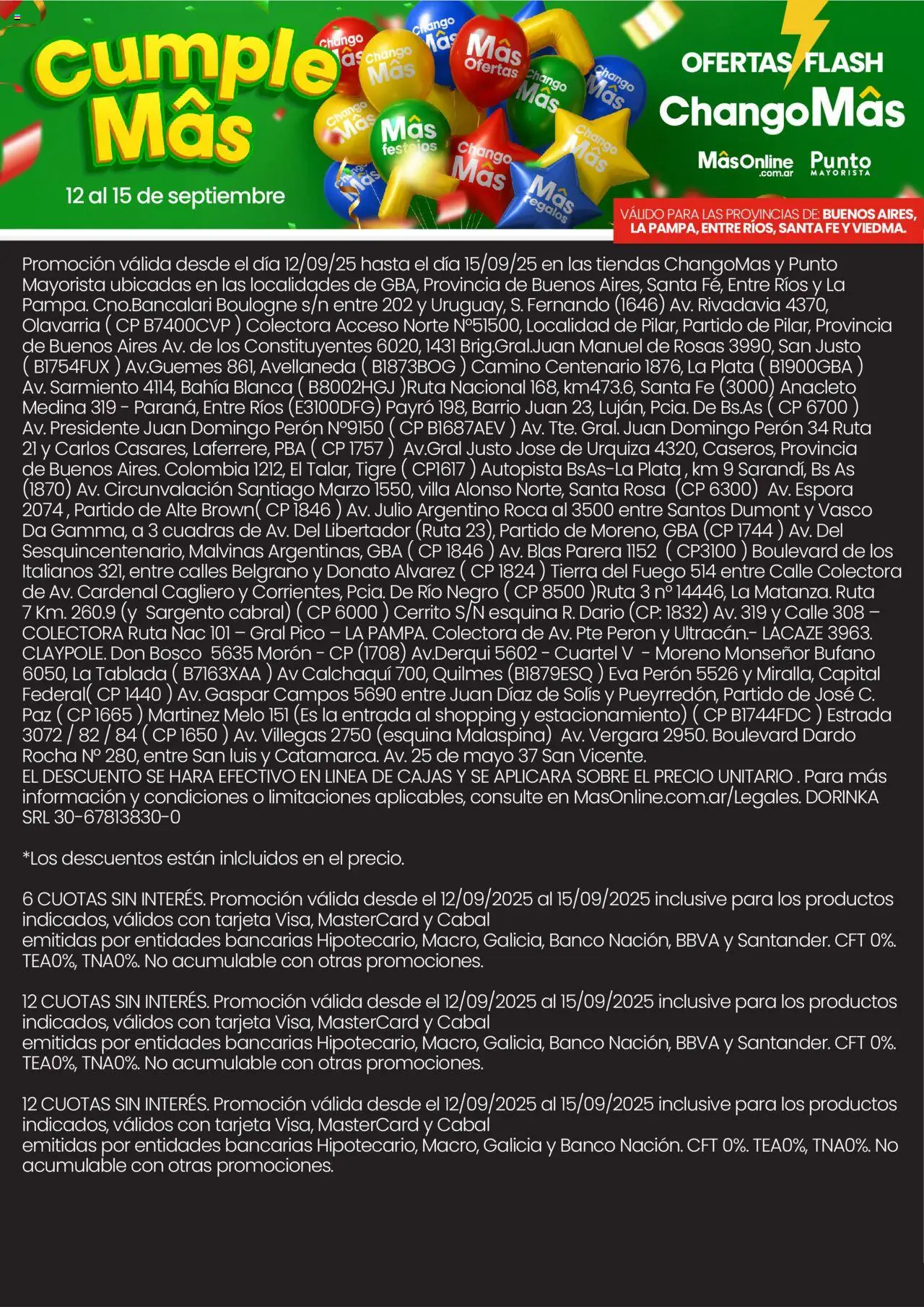 Changomas ofertas flash │ válido desde el 12.09.2025 | Página: 6 | Productos: Pico, Banco, Sobre