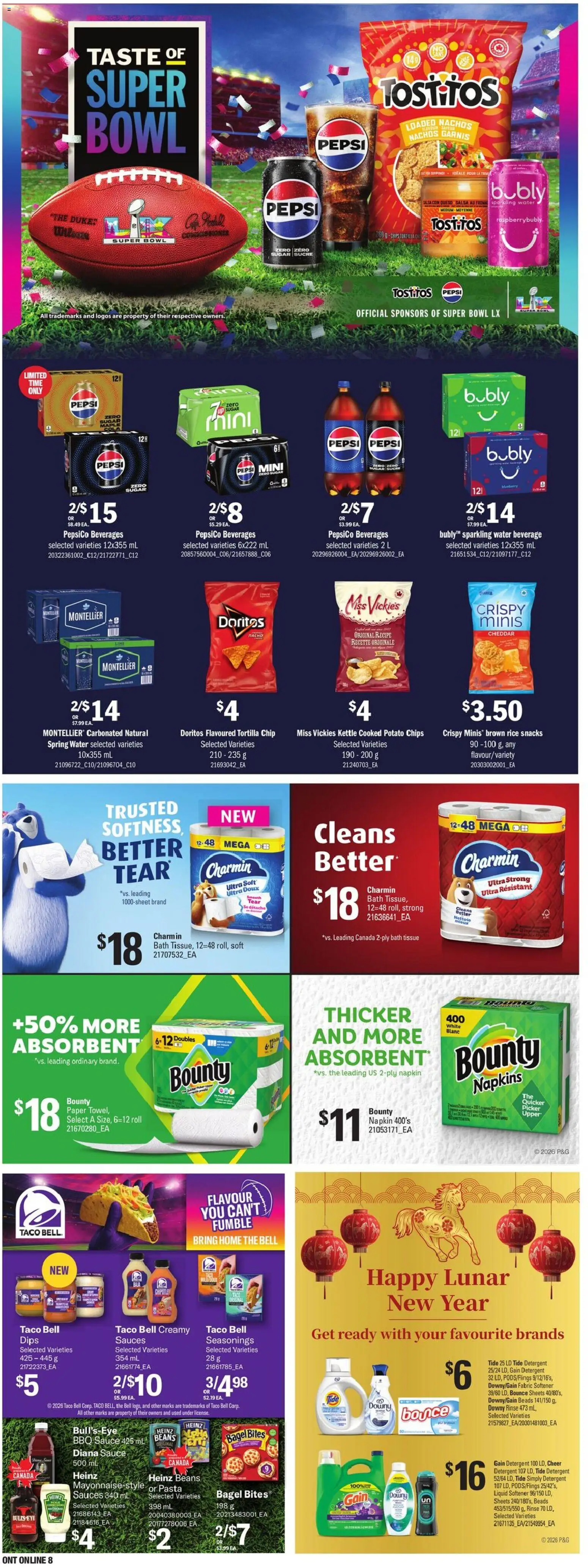 Loblaws flyer valid from 05.02.2026 | Page: 24 | Products: Pasta, Chips, Fabric softener, Bath