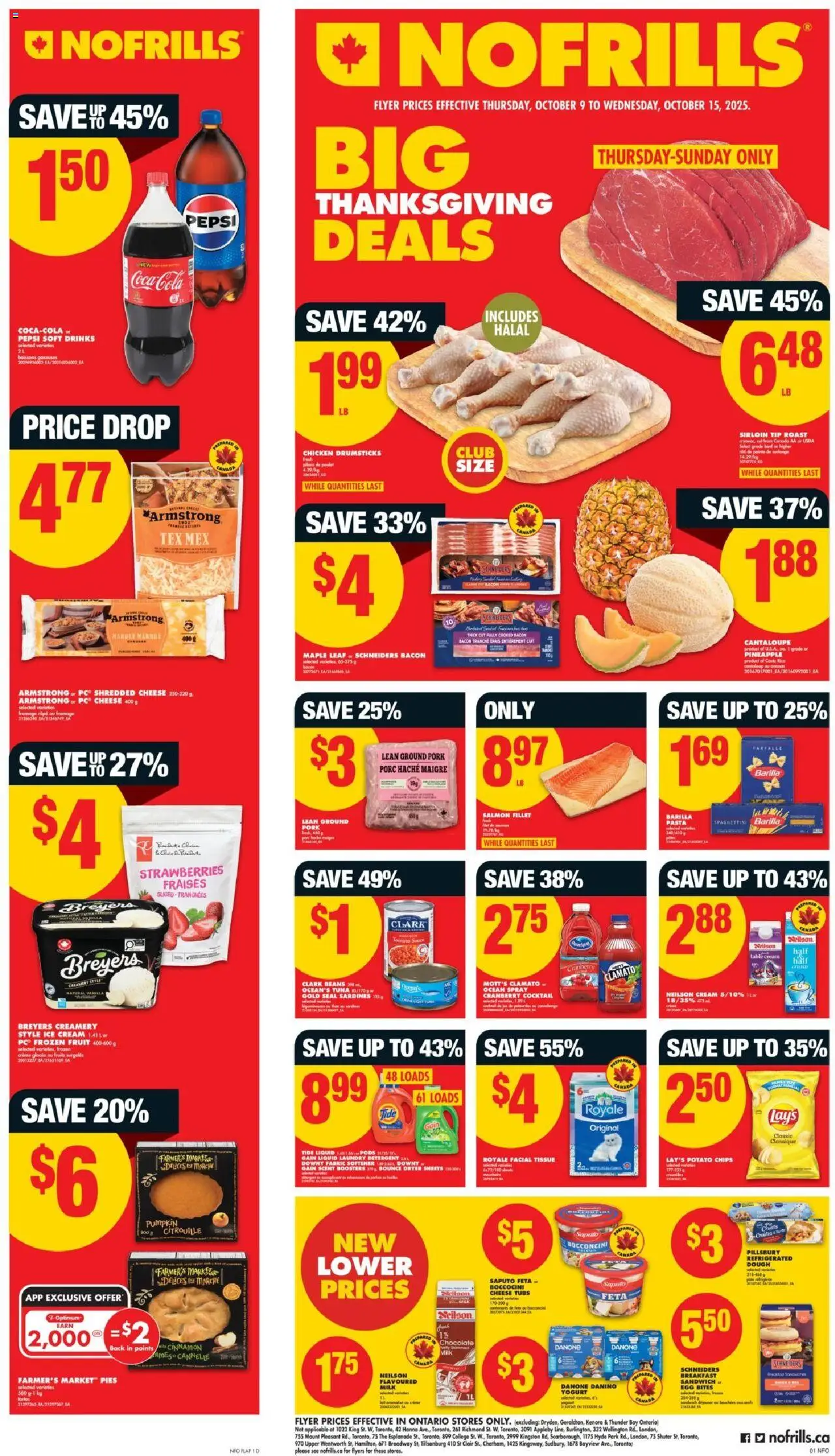 No Frills flyer valid from 09.10.2025 | Page: 1 | Products: Chips, Fabric softener, Pumpkin, Juice
