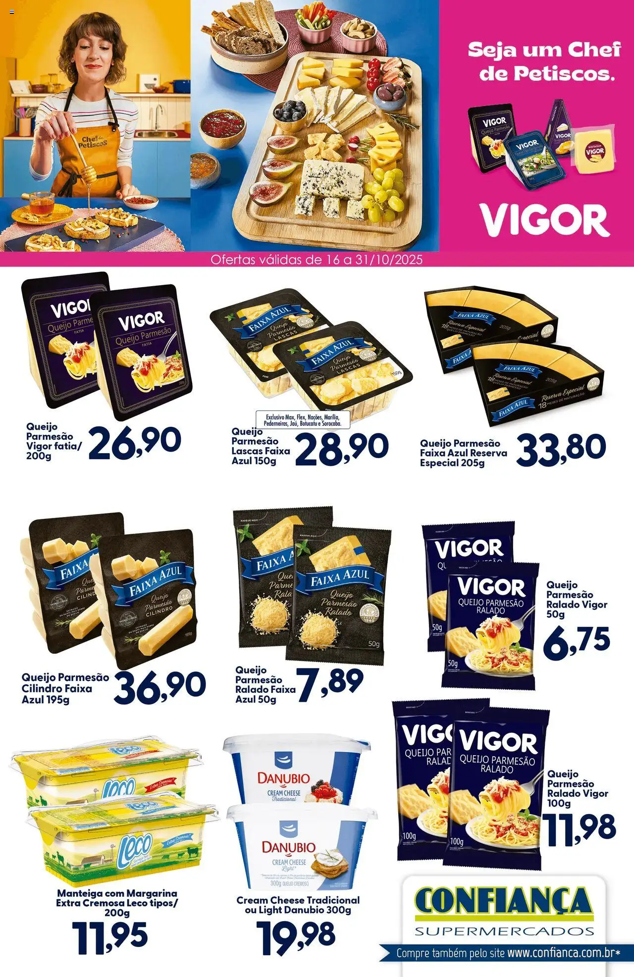 Confiança Folheto - válido de 16.10.2025 | Página: 1 | Produtos: Manteiga, Parmesão, Cream cheese, Queijo parmesão