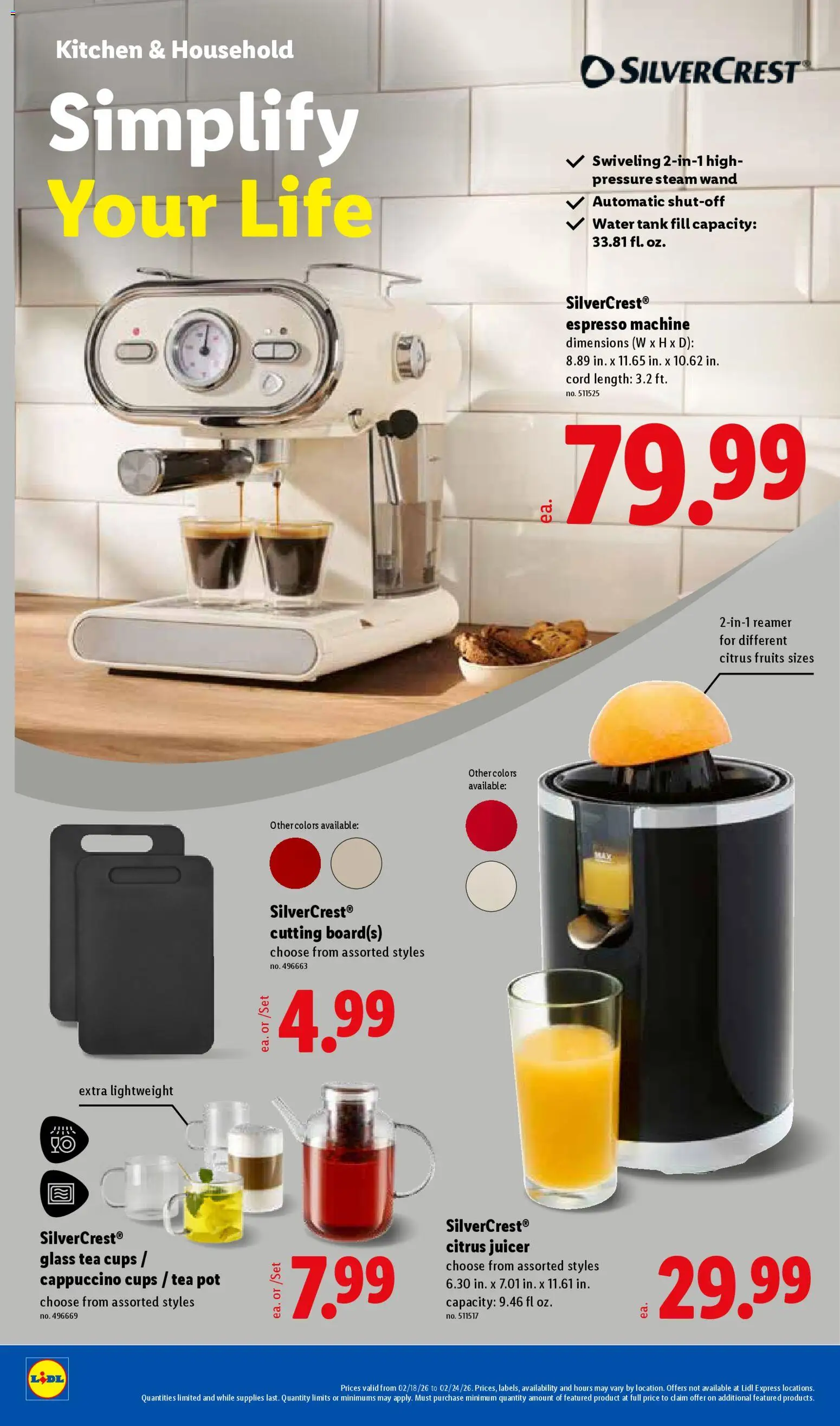 Lidl Weekly Ad - valid from 18.02.2026 | Page: 28 | Products: Juicer, Tea, Water, Fruits