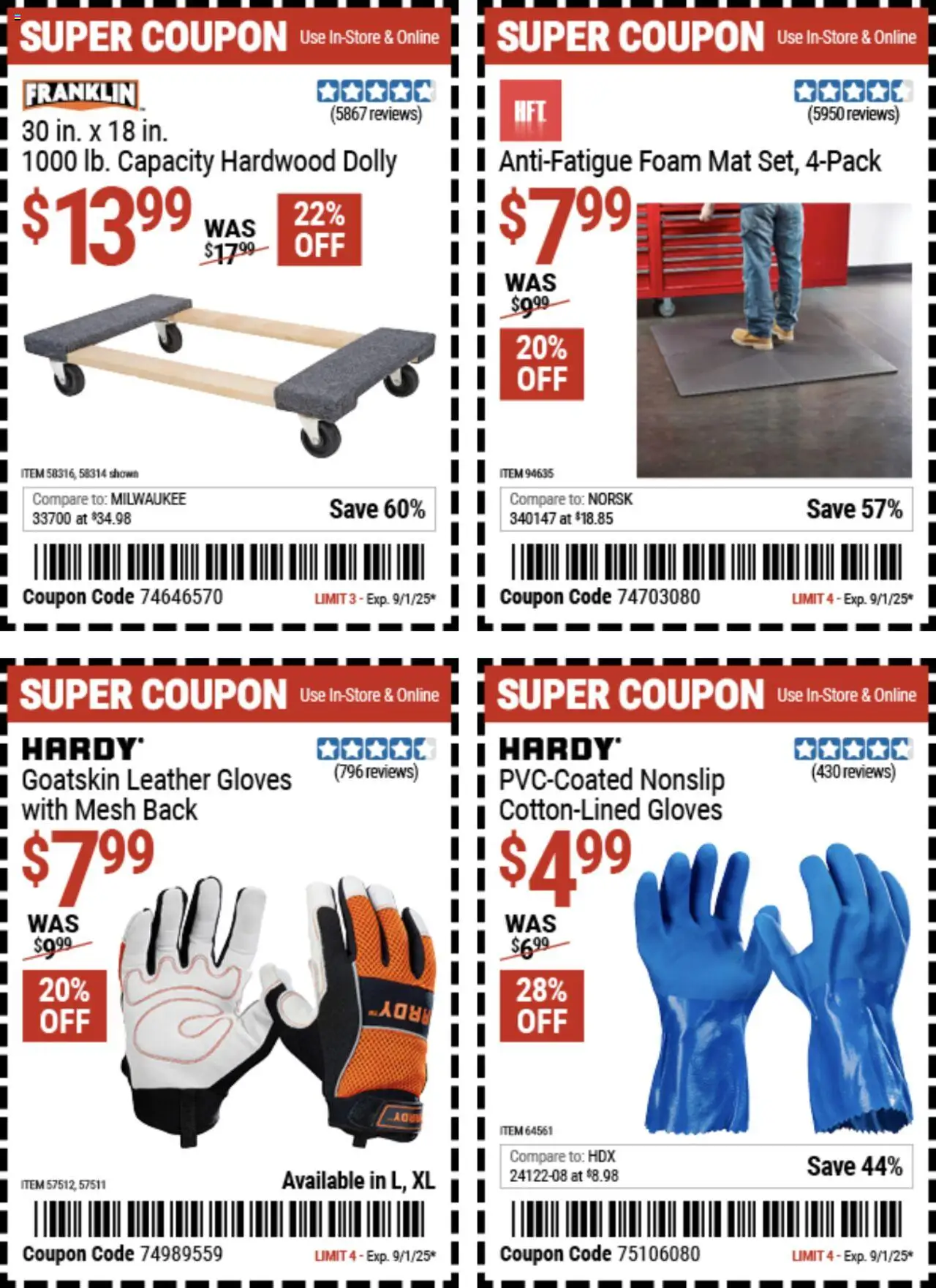Harbor Freight Summer Coupons - valid from 18.08.2025 | Page: 17 | Products: Gloves