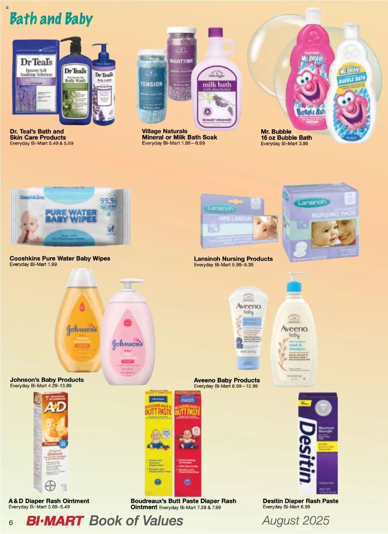 Bi-Mart August Health & Beauty Digest - valid from 01.08.2025 | Page: 6 | Products: Milk, Bath Soak, Water, Salt