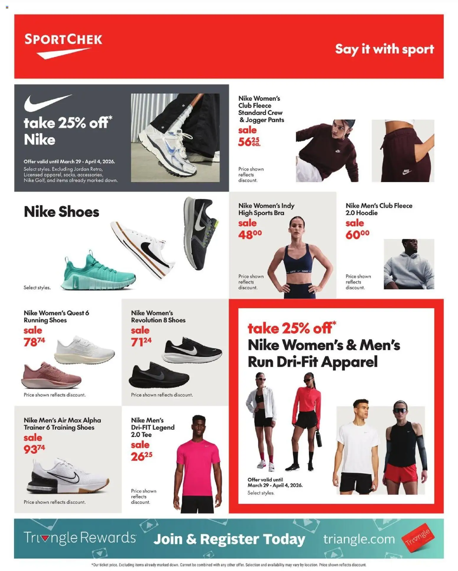 Sport Chek flyer valid from 26.03.2026 | Page: 2 | Products: Shoes, Hoodie, Pants, Bra