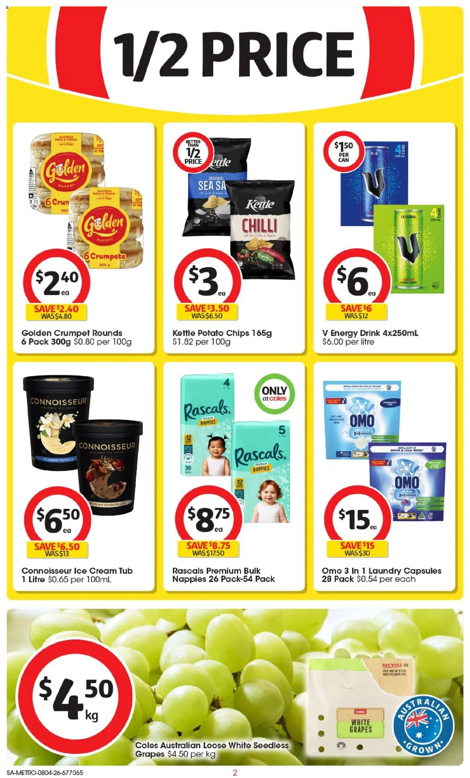 Coles catalogue - valid from 08.04.2026 | Page: 2 | Products: Energy drink, Chocolate, Laundry, Kettle