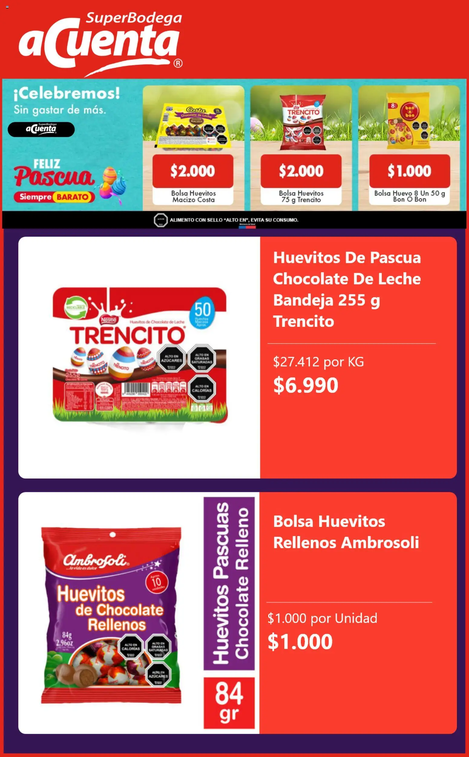 Super Bodega aCuenta ofertas  │ válido desde el 27.03.2026 | Página: 3 | Productos: Bandeja, Huevo, Leche, Chocolate