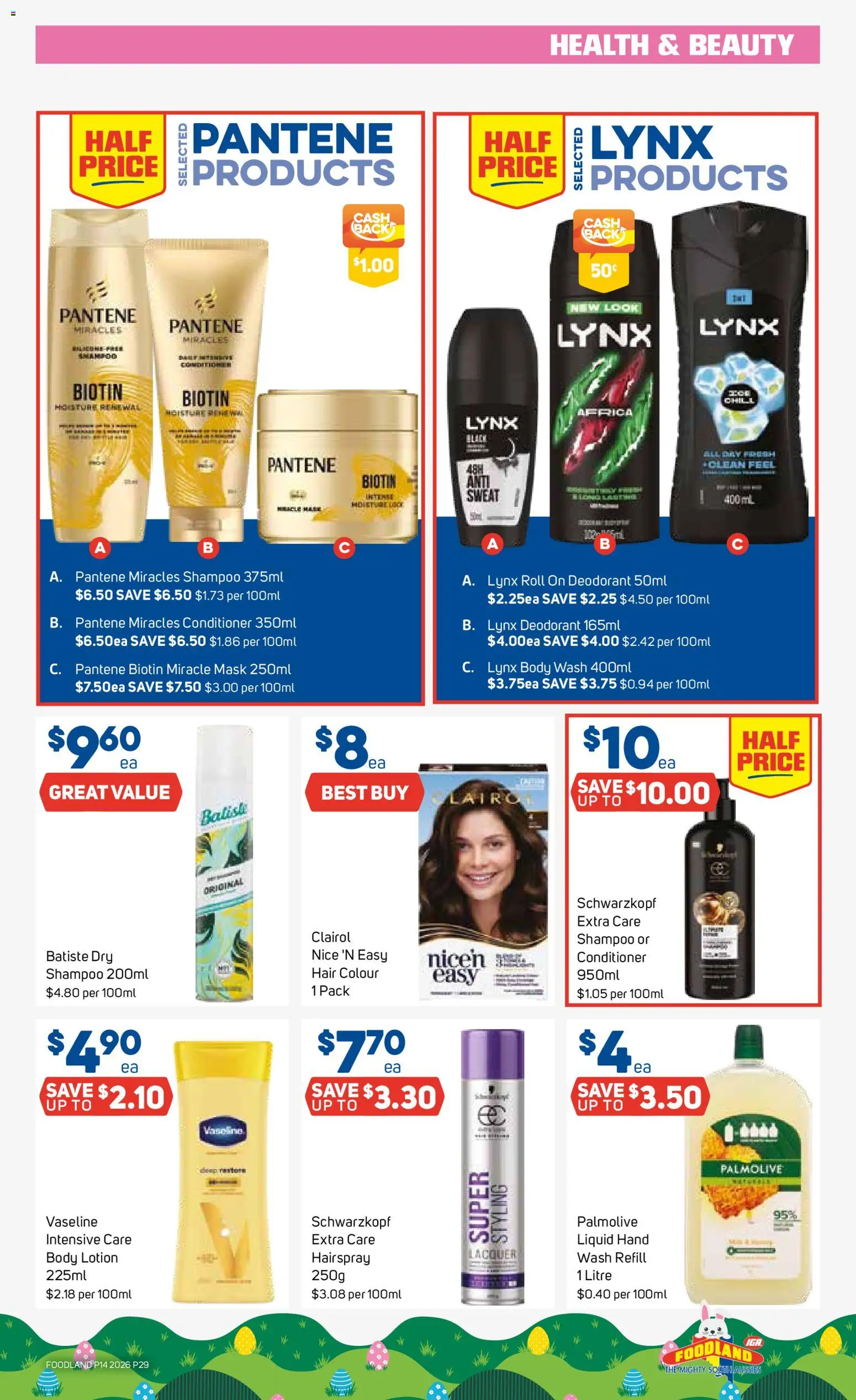 Foodland catalogue - valid from 01.04.2026 | Page: 29 | Products: Hair colour, Deodorant, Body lotion, Vaseline