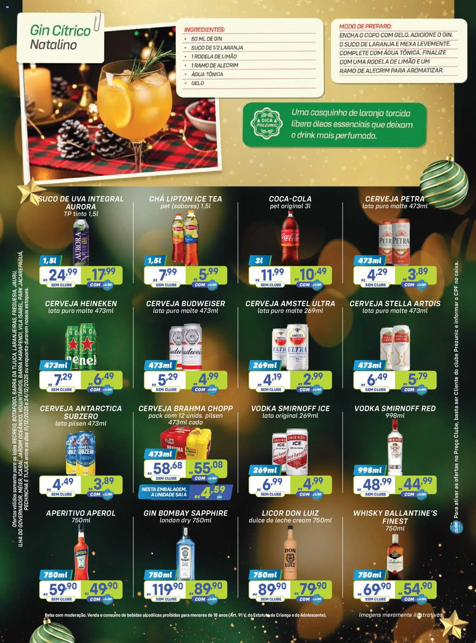 Prezunic Folheto - válido de 11.12.2025 | Página: 17 | Produtos: Água tônica, Cerveja, Gin, Vodka