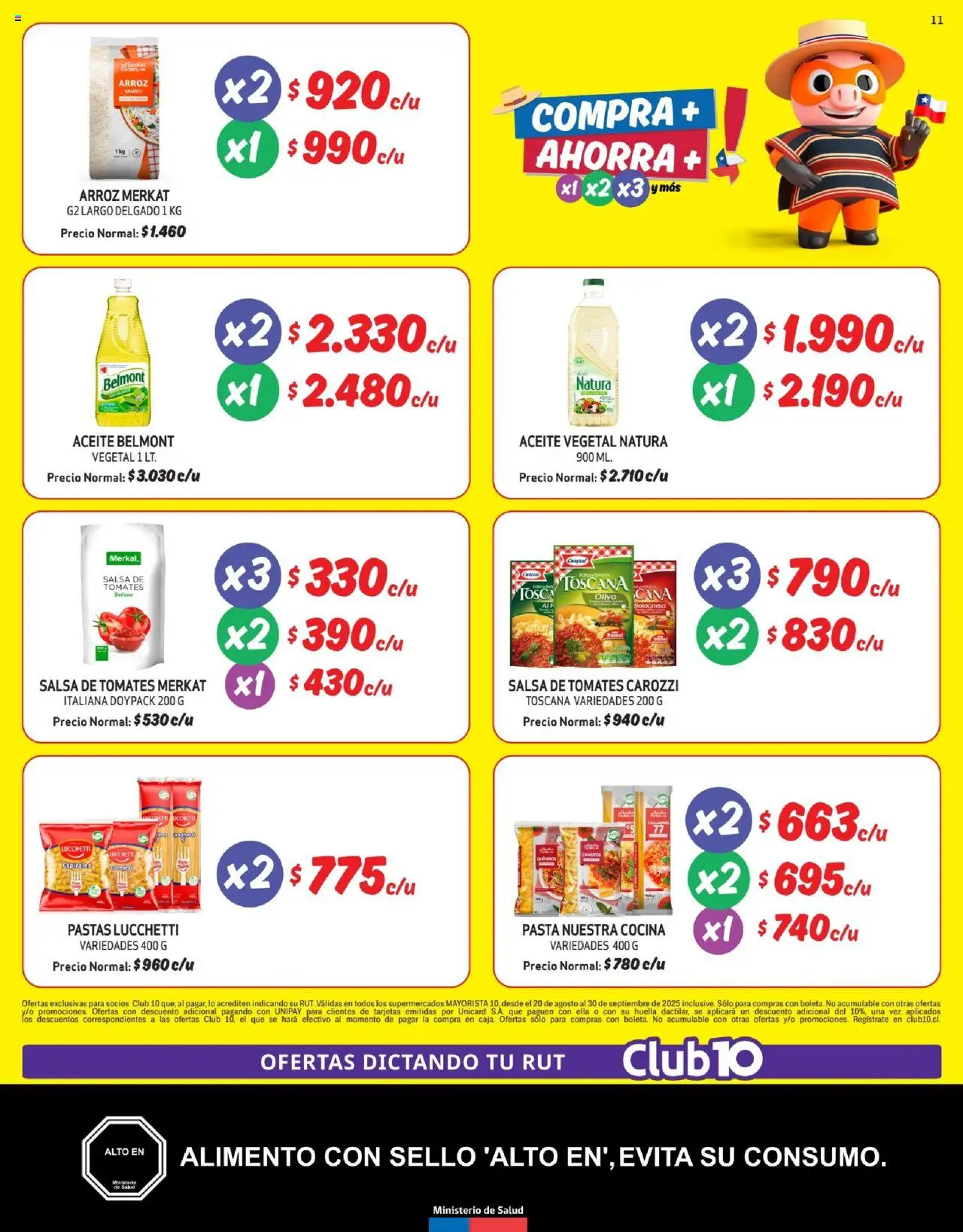 Mayorista 10 Ofertas │ válido desde el 20.08.2025 | Página: 11 | Productos: Cocina, Arroz, Aceite, Pasta