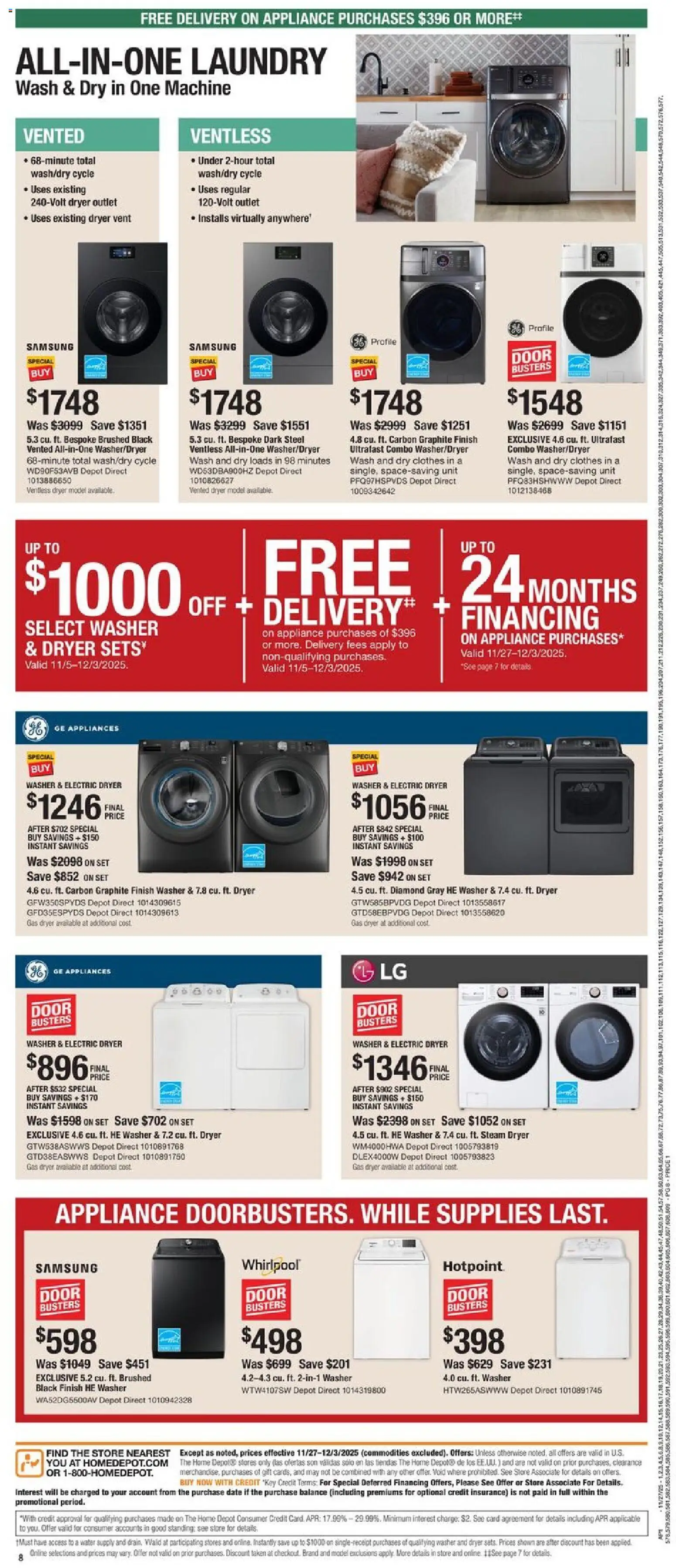 Home Depot Local Ad - IL - valid from 27.11.2025 | Page: 8 | Products: Clothes, Water, Washer, Dryer