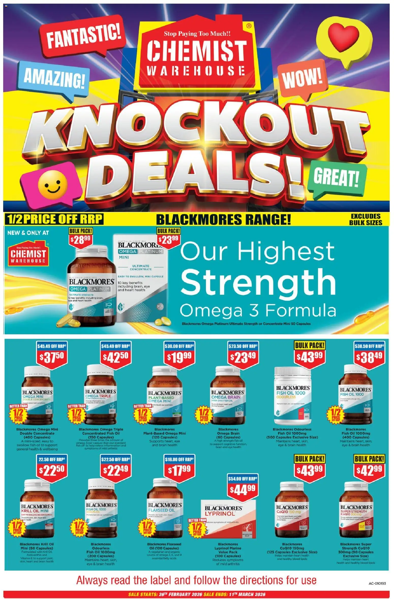 Chemist Warehouse catalogue - valid from 26.02.2026 | Page: 1 | Products: Bath, Oil, Fish oil, Vitamin