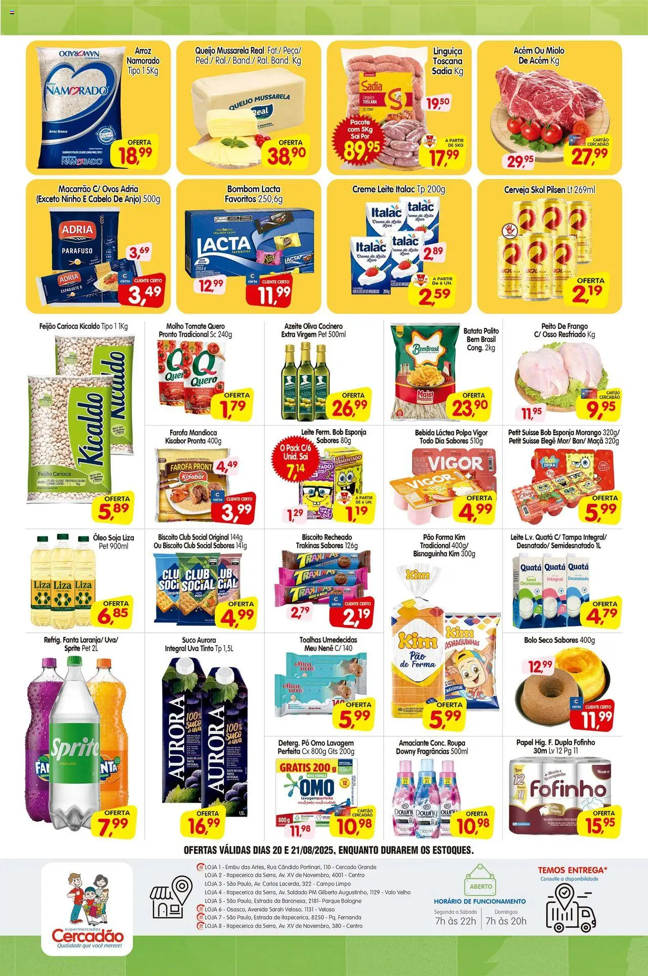 Cercadão Folheto - válido de 20.08.2025 | Página: 2 | Produtos: Leite, Óleo, Biscoito recheado, Soja