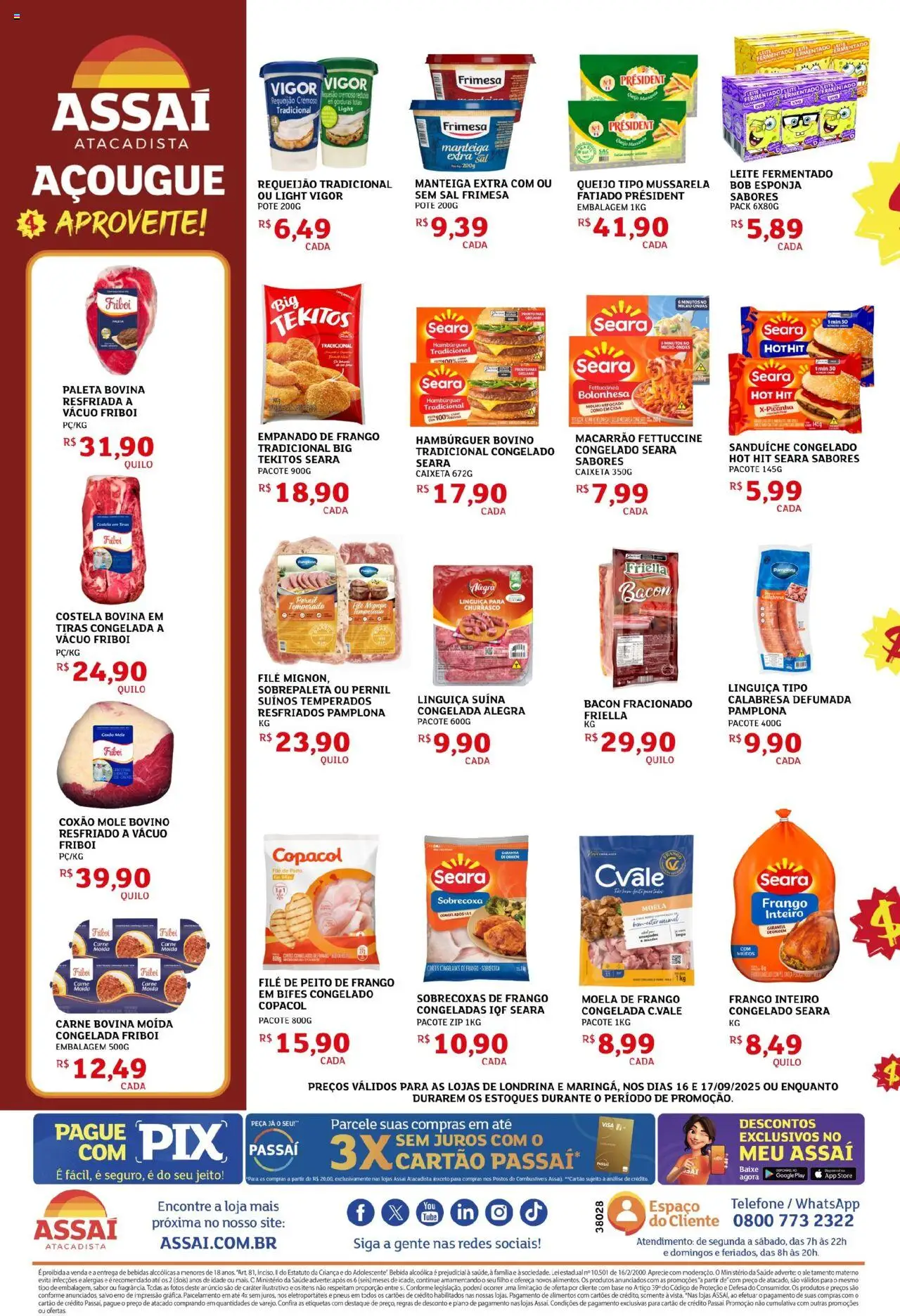 Assaí Atacadista Folheto - válido de 16.09.2025 | Página: 2 | Produtos: Pernil, Telefone, Requeijão, Leite fermentado