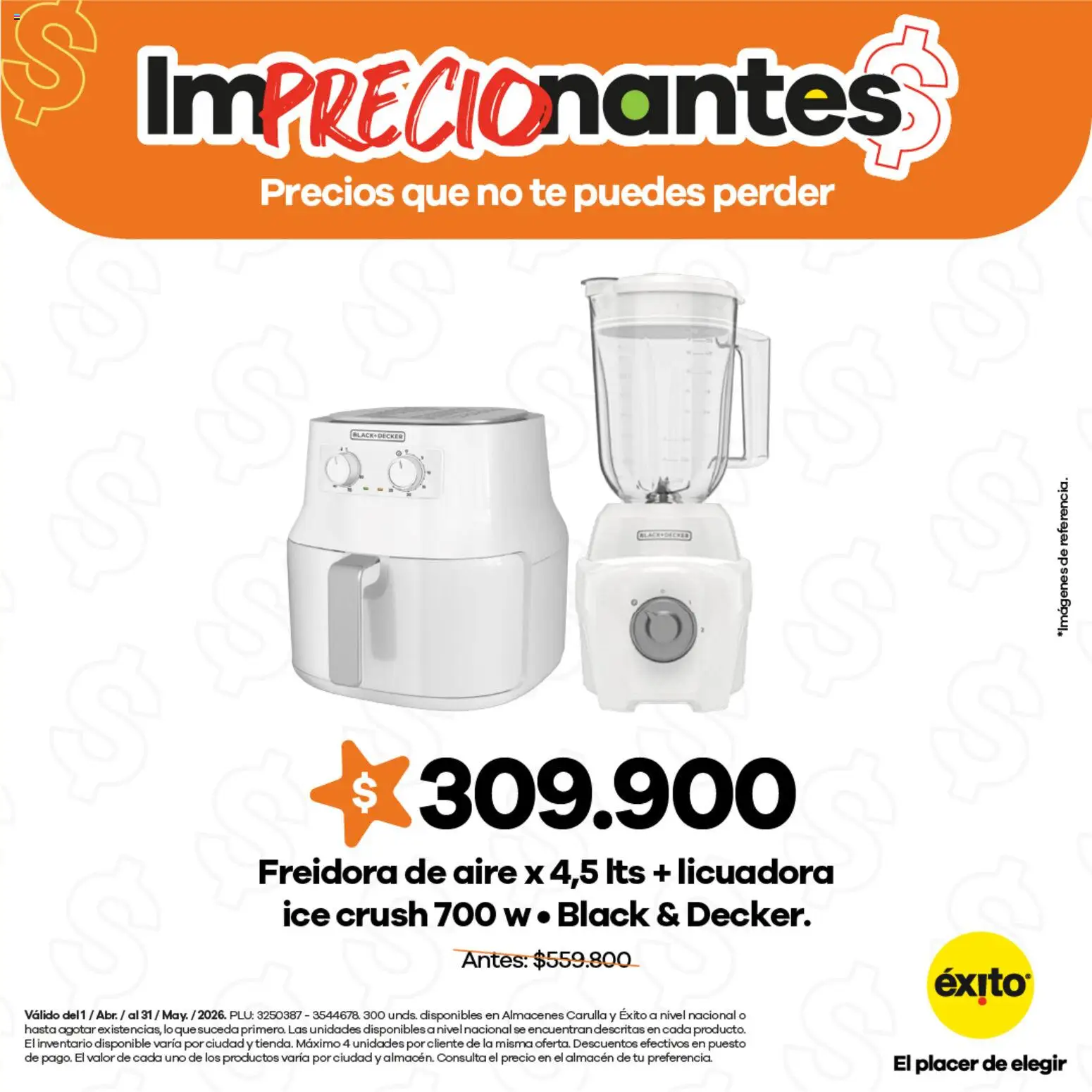 Éxito revista - valida desde el 01.04.2026 | Página: 1 | Productos: Té, Freidora de aire, Licuadora, Freidora