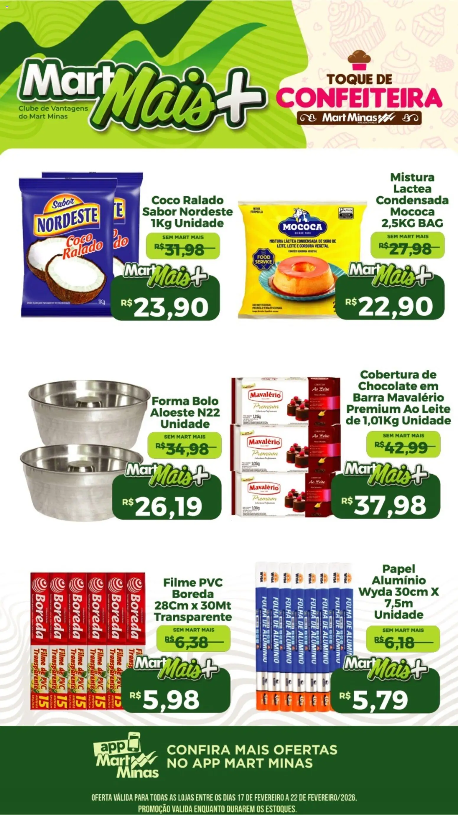 Mart Minas Folheto - válido de 17.02.2026 | Página: 2 | Produtos: Coco, filme de PVC, Leite, Bolo