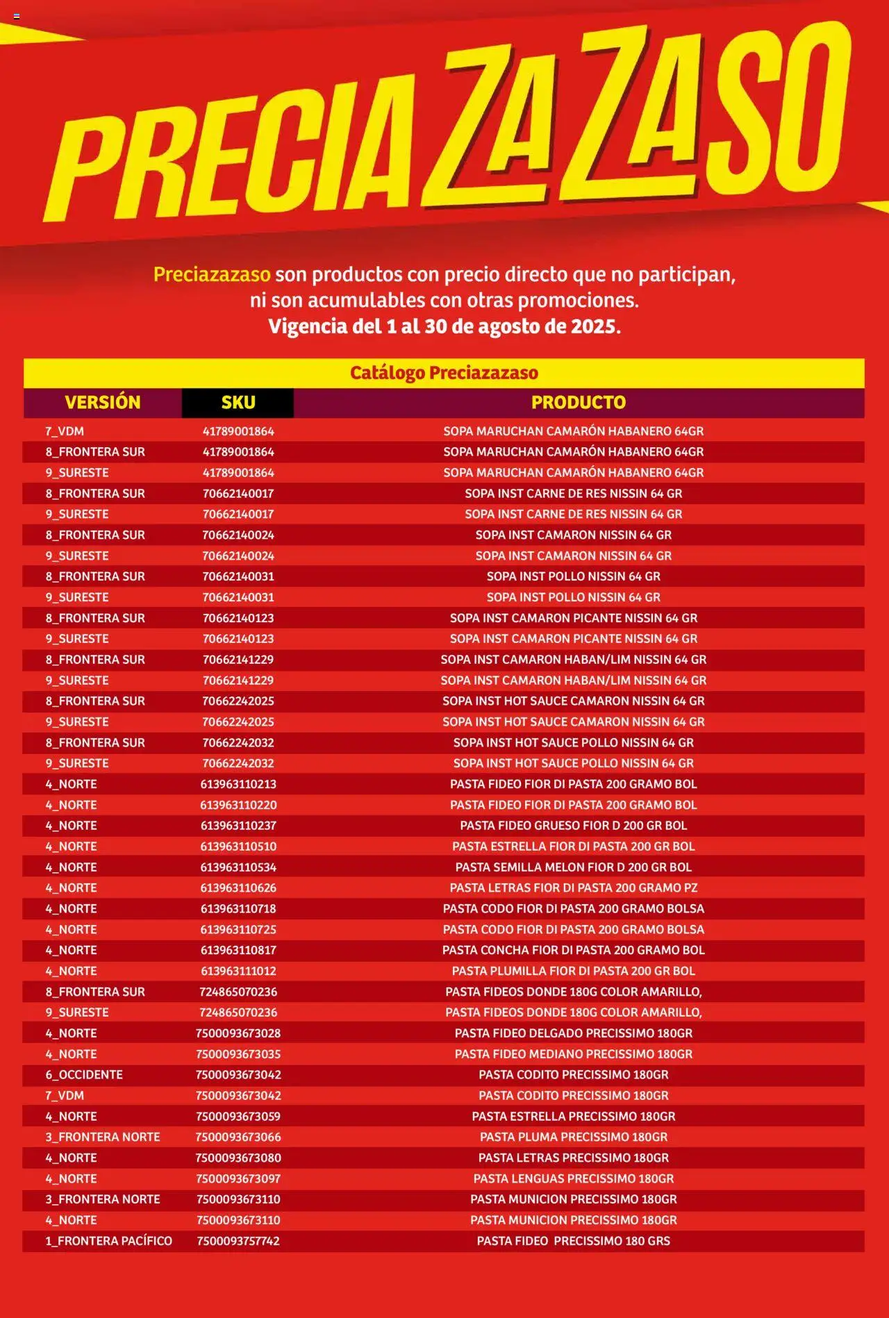 Nuevas ofertas de Soriana válidas en toda la República Mexicana desde el 01.08.2025. ¡Encuentra las mejores ofertas en Soriana - Catálogo Preciazazaso Mercado Nacional! | Página: 28 | Productos: Pollo, Melón, Sopa, Fideos