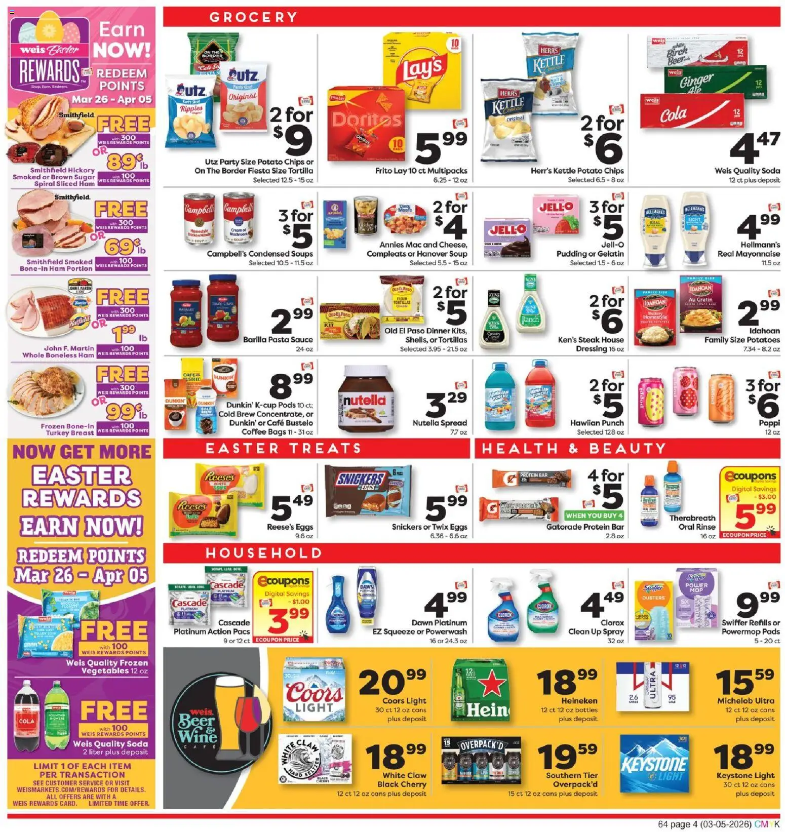 Weis Weekly Circular - NY - valid from 05.03.2026 | Page: 4 | Products: Ham, Pads, Potatoes, Sauce