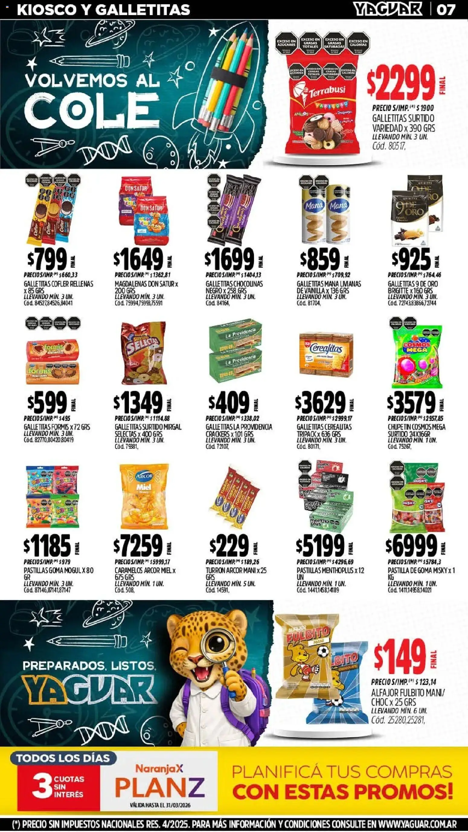 Yaguar - Oferta Semanal Jujuy │ válido desde el 02.03.2026 | Página: 7 | Productos: Galletitas, Mani, Alfajor, Turrón