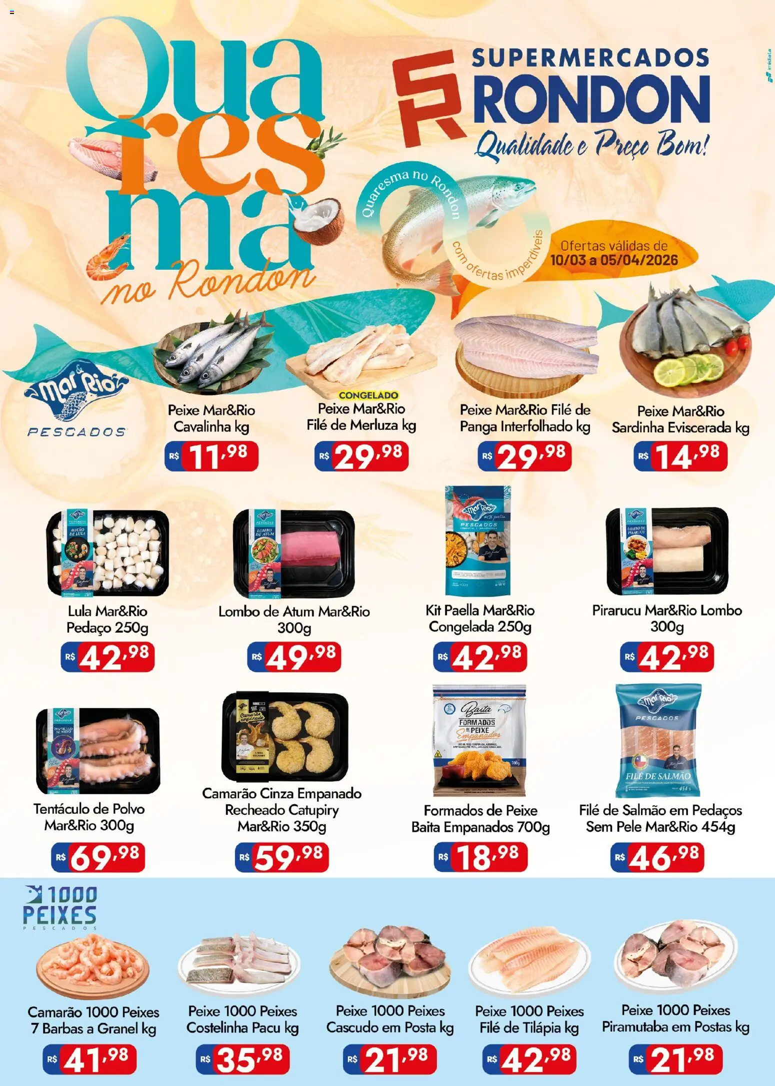 Supermercados Rondon Folheto - válido de 10.03.2026 | Página: 1 | Produtos: Lombo, Polvo, Peixe, Sardinha