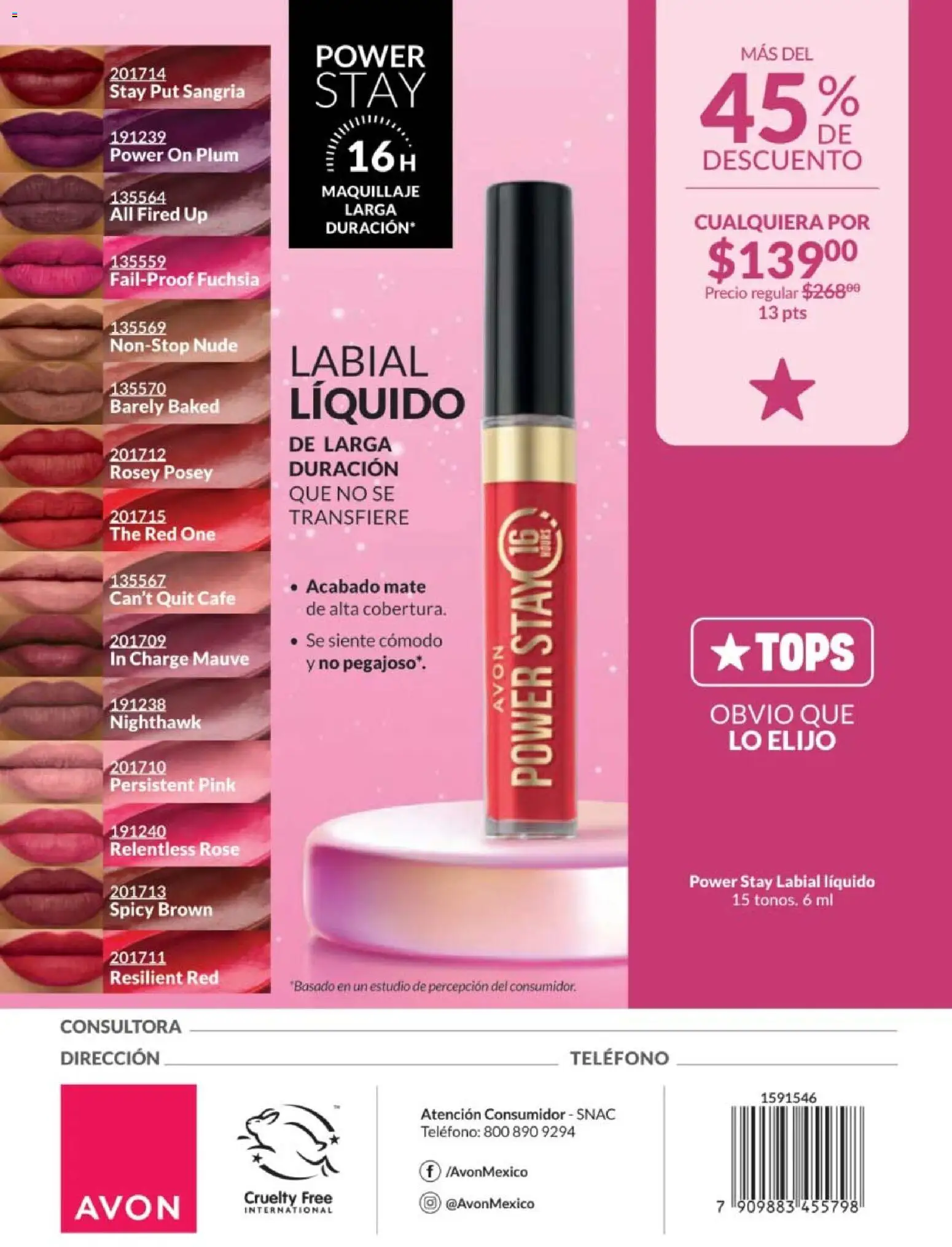Nuevas ofertas de AVON válidas en toda la República Mexicana desde el 10.01.2026. ¡Encuentra las mejores ofertas en AVON campaña 2 2026! | Página: 204 | Productos: Café, Mate, Maquillaje, Teléfono