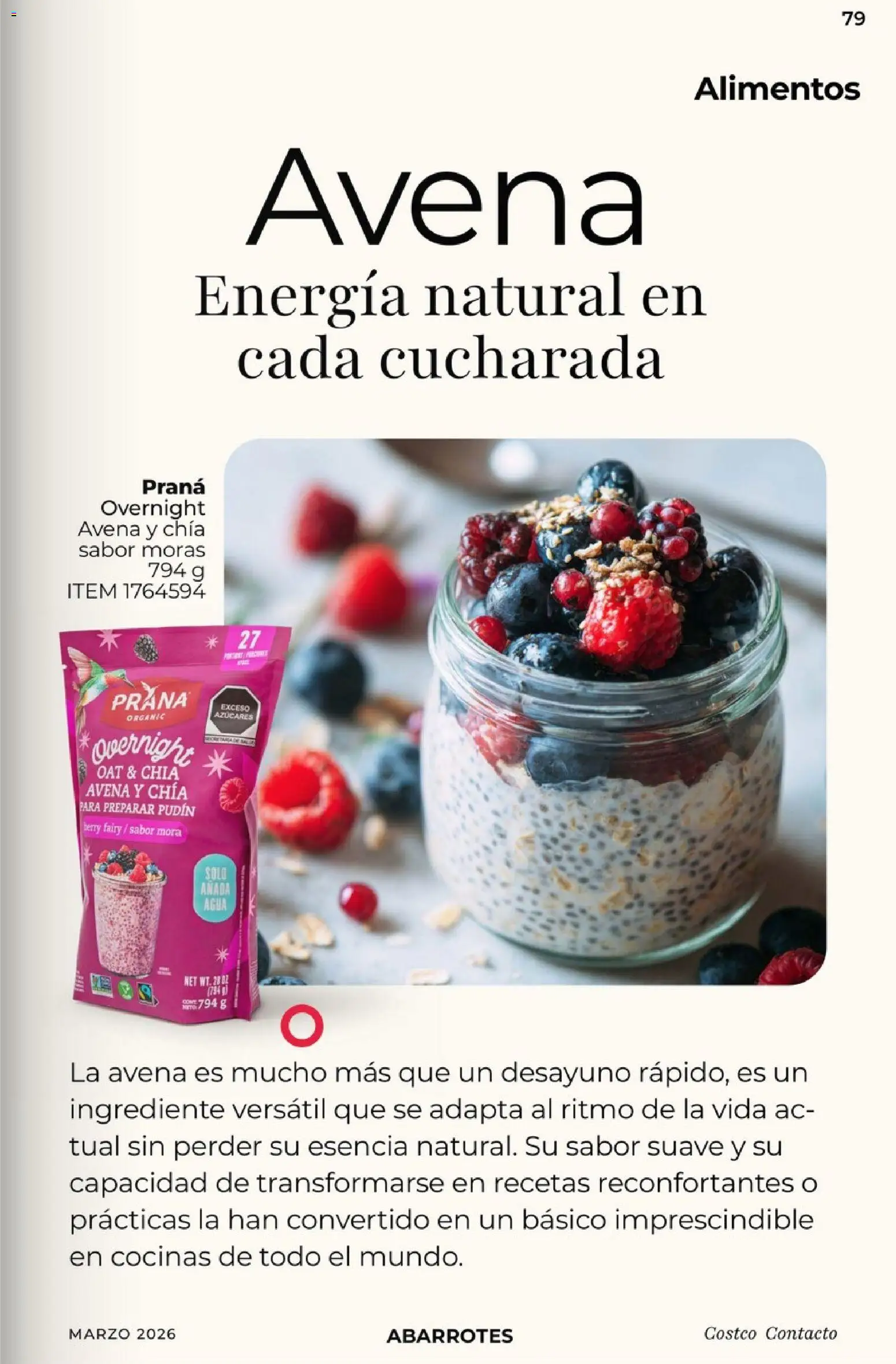 Nuevas ofertas de Costco válidas en toda la República Mexicana desde el 01.03.2026. ¡Encuentra las mejores ofertas en Costco Revista de marzo! | Página: 79 | Productos: Avena, Agua