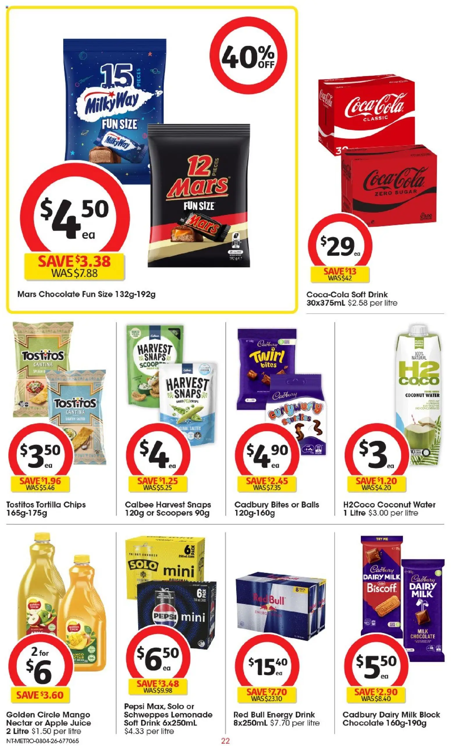 Coles catalogue - valid from 08.04.2026 | Page: 22 | Products: Juice, Chips, Sugar, Mango