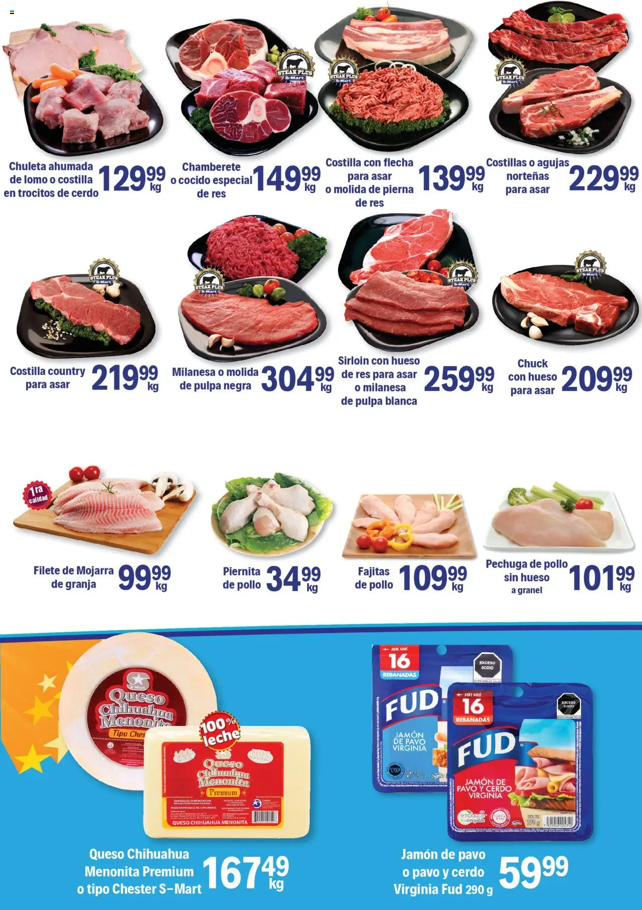 Nuevas ofertas de S-Mart válidas en toda la República Mexicana desde el 07.10.2025. ¡Encuentra las mejores ofertas en S-Mart - Folleto - Monterrey! | Página: 4 | Productos: Pollo, Milanesa, Jamón, Res