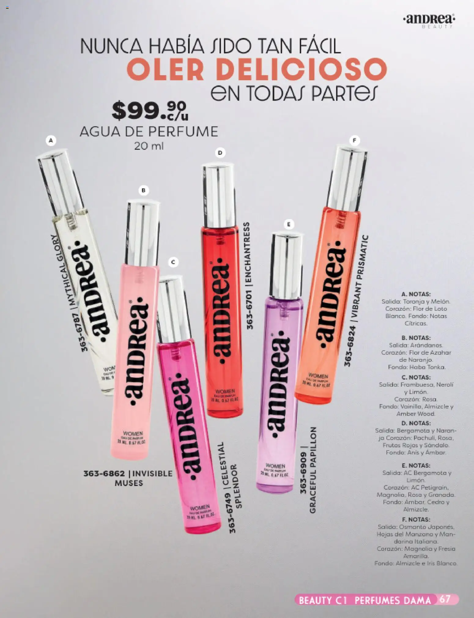 Nuevas ofertas de Andrea válidas en toda la República Mexicana desde el 25.01.2026. ¡Encuentra las mejores ofertas en Andrea catálogo Beauty! | Página: 67 | Productos: Agua, Toronja, Arándanos, Perfume