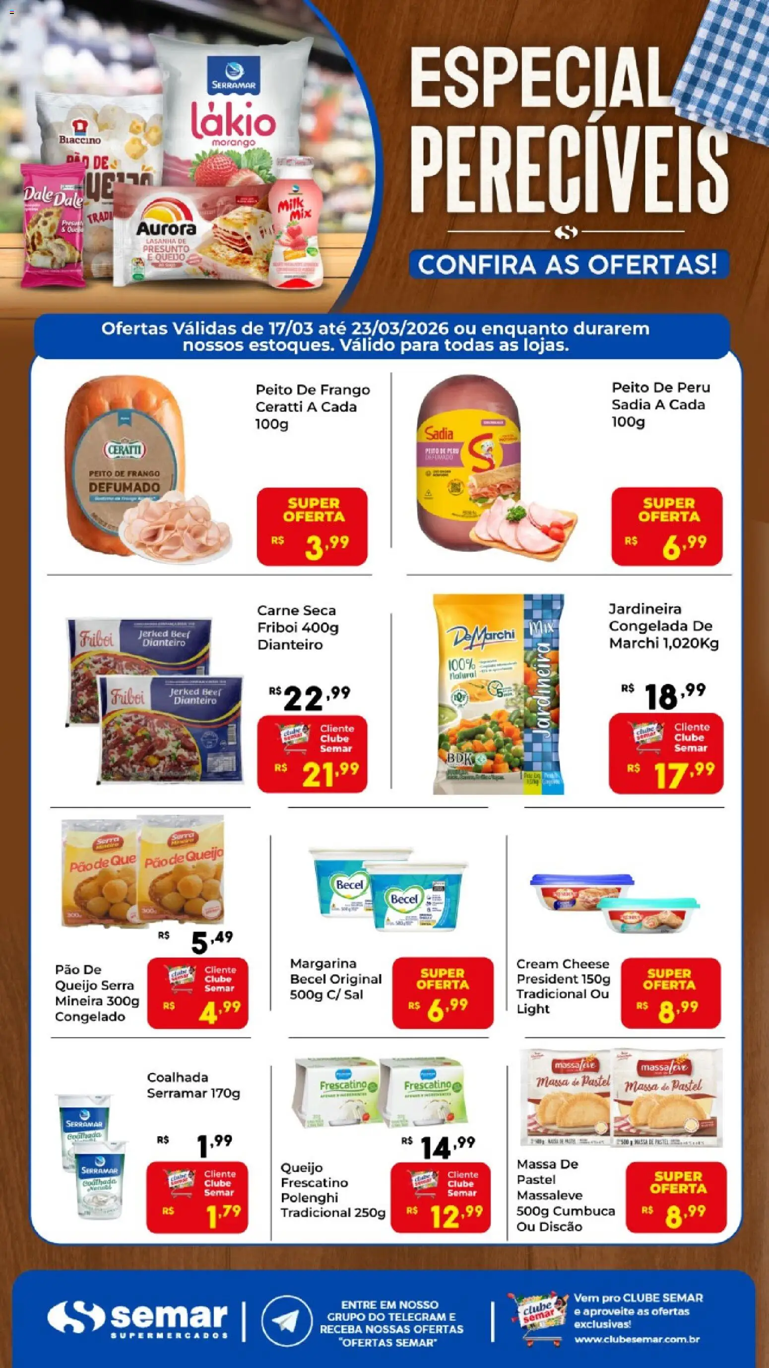 Semar Supermercado Folheto - válido de 17.03.2026 | Página: 1 | Produtos: Peito de peru, Carne, Massa, Frango